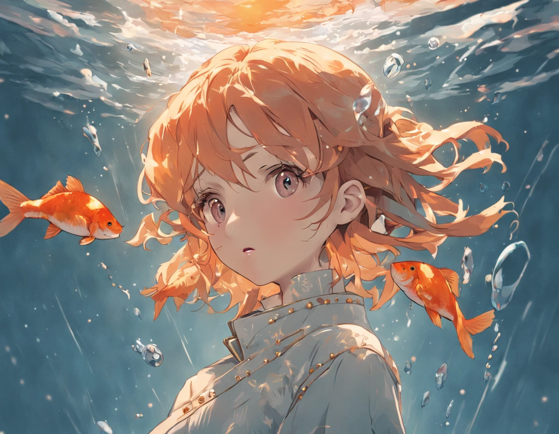 (Adult Spanish woman:1.6), (with a round aquarium on his head full of water and goldfish:1.3) (polyvinyl Jacket With Rivets:1.3), best quality, sunlight, detailed face, gorgeous eyes, realistic skin details, high quality, seen from below, romantic, high quality, film grain, Cinematic Light, sidelighting, sharp focus