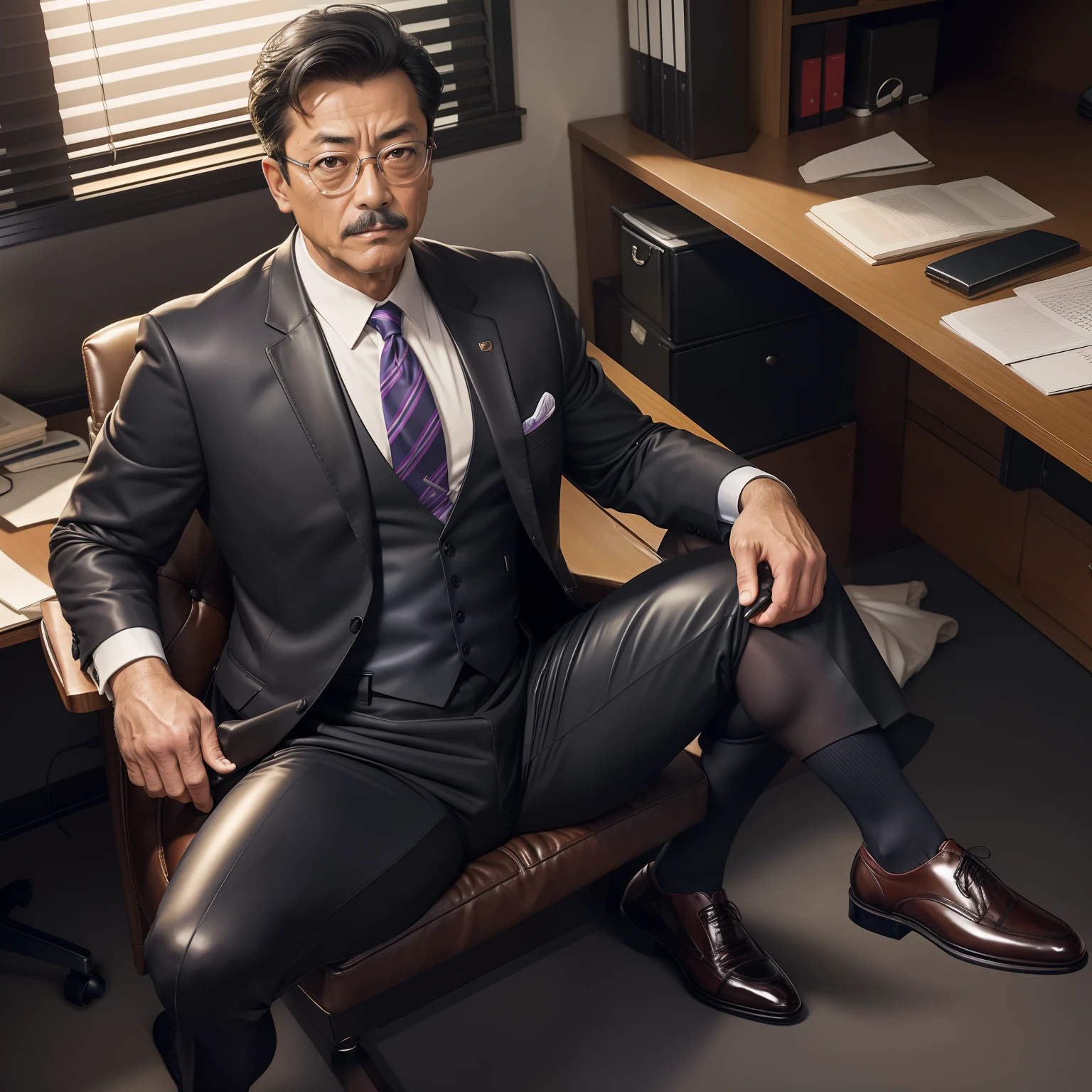 55 years old,Kogoro Mori,uncle,,Convex,in office,Wear very black socks,anti-slip leather shoes,Liquid on leather shoes,beard,toughness,Drooling in the mouth,HD,artwork,Charming and sexy expression pose,full of enjoyment,Very shy,exposed,Spread your legs and straighten them,Wear a suit,Trousers,A large protrusion with masculine characteristics,Wear black socks,The crotch has columnar protrusions,God'view,Take off your pants,Sexy lingerie lace,Floor perspective, Ecstasy expression/gender(milky, Translucent mucus in the abdomen and chest)