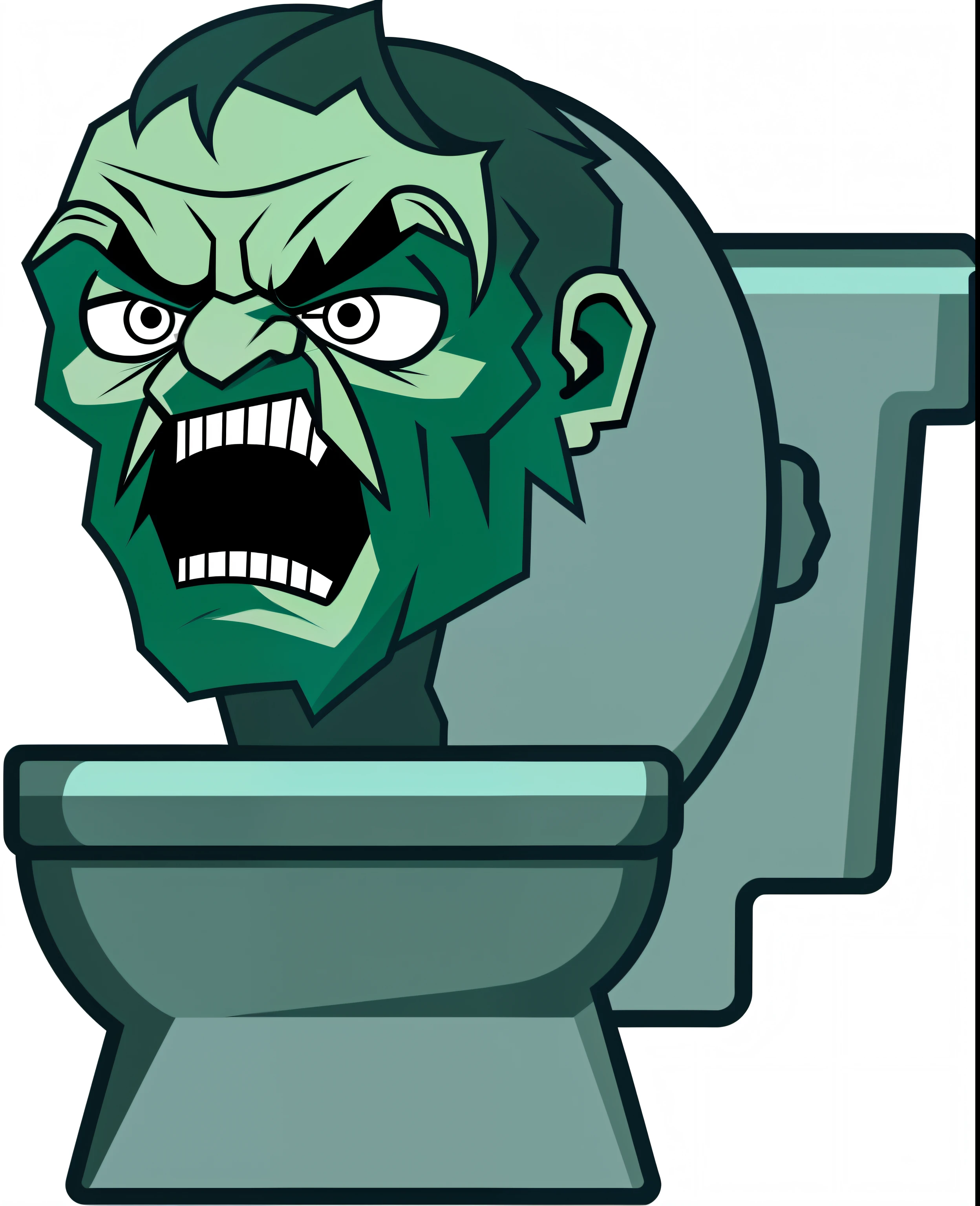A man's head poked out of the toilet,Angry human head,The style does not change,The main color is changed to be colorful