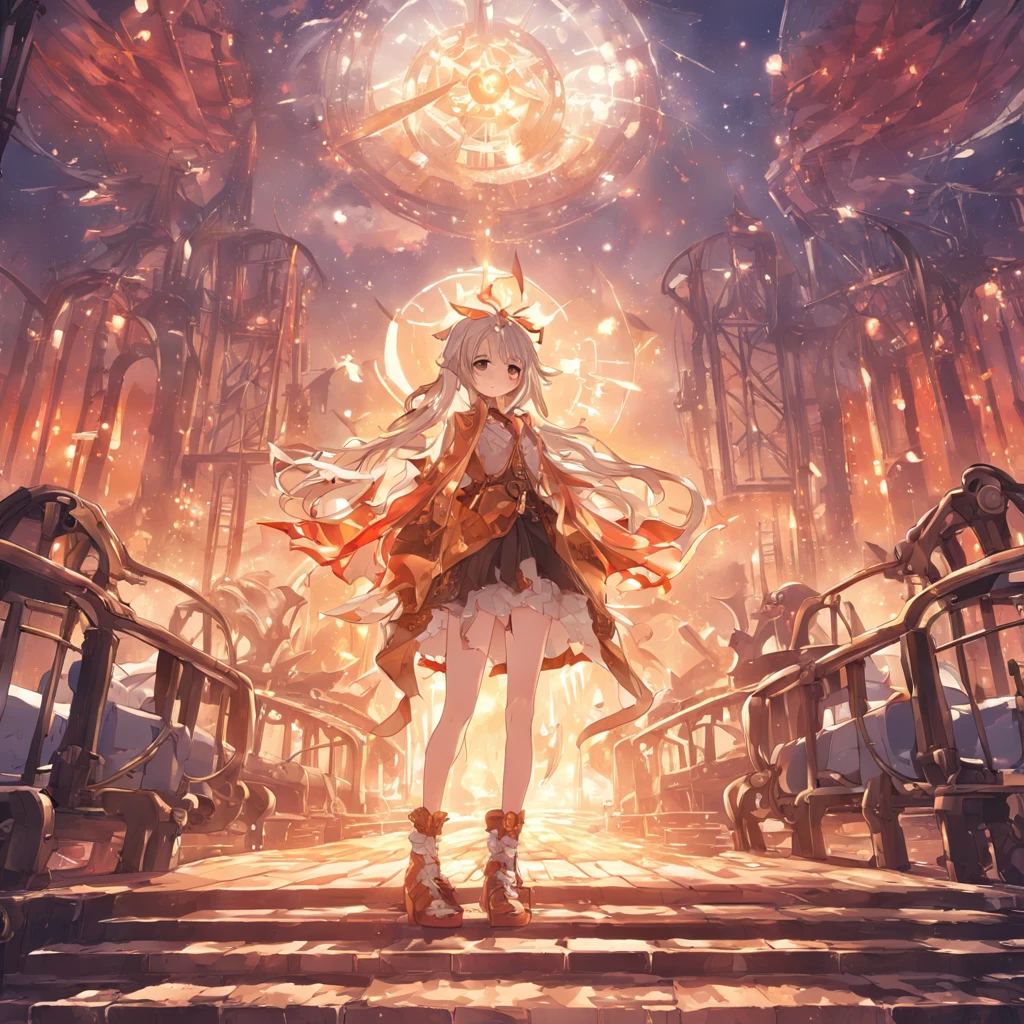 mountainous、by lake、Large space、high sky、suns、radiant light、Machine City、Steampunk element、Victorian city atmosphere、Clear lake、bucolic、