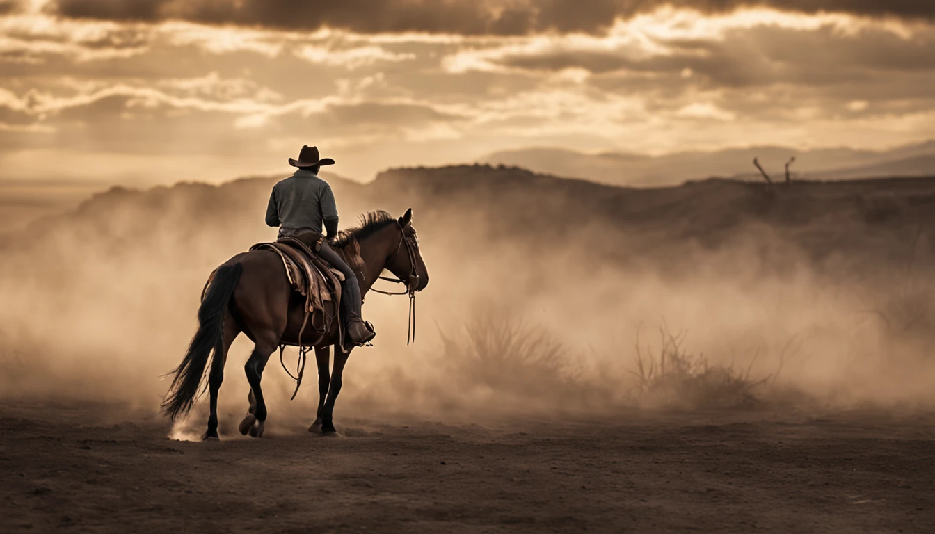 FOTO BEM DETALHADA,there is a man, COM UM VIOLAO NAS COSTAS, montado em um cavalo em frente a uma lua cheia, Andar a cavalo na lua, vaqueiro, Cowboy na Faixa, Back photo of a cowboy, No Velho Oeste, O Cowboy no Estranho Oeste, Velho Oeste, Lone guard, sonho de vaqueiro, quadrinhos ocidentais inspirados, lonely rider, Directed by: Cindy Wright, space western, Fotografia Moonwalker