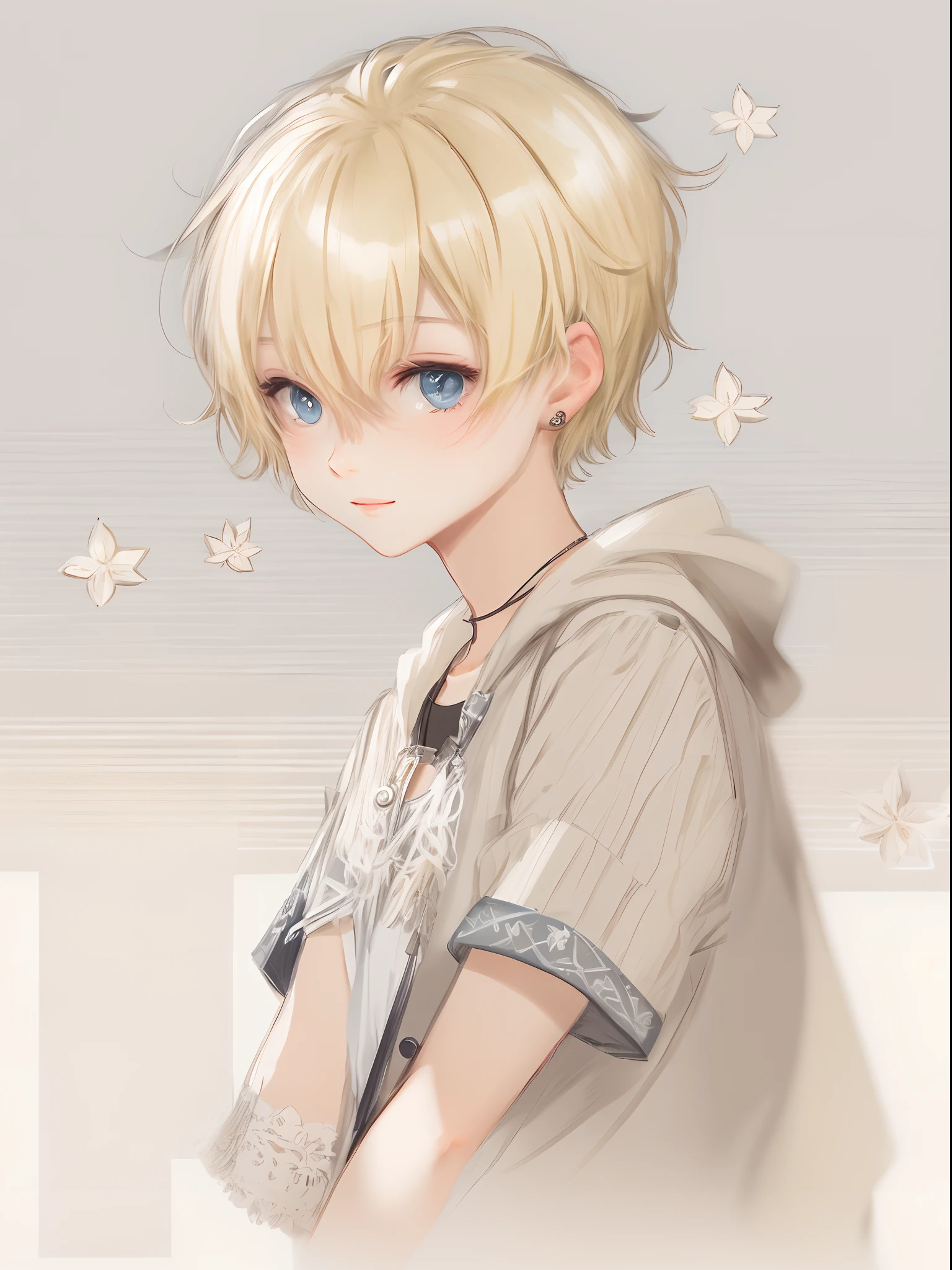 Cute blonde feminine, short hair, no background, fenboy,male