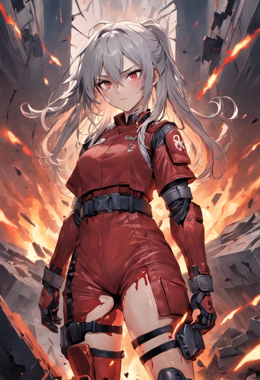 (Highest image quality),(tmasterpiece),(Beautiful CG),(((Detailed facial depiction)),(4 people,All female teammates died,Only his own heroic and tenacious resistance remained)full bodyesbian, 8K,A masterpiece,illustratio,Messy hair, (Carefully portray the eyes),full bodyesbian(Carefully portray the body),raging fire,female pervert,swat,Thrown by the enemy in a wasteland,Hurt expression,Knee protectors,Silver hair,long whitr hair,G-cover,Black combat uniform,Black combat pants,bulletproof vest,Tactical headsets,Tactical training boots,Blood-stained hair,Knee protectors,Bracers,Ankle pads,elbow pads,Blood at the corners of the mouth,The right shoe is frayed,The socks are also broken,The foot is bruised,The legs were covered with bloody bandages,He was slashed 14 times on his left thigh,The right thigh was pierced by a bullet,Shot wound in the right calf,Fractures of both legs,Torn ligament in the left shoulder,Inserted into the back with a knife,Shot 8 times in the back(Preserve the wound with the machete)(Blood is rendered on a large area of the wound)Look straight into the camera,Covered in blood!!!bloods!bloods!bloods!bloods!)gallant,Stabbed through the stomach by 4 bayonets and pushed back,Also fired 9 shots in a row in the stomach, (Save all wounds,Broken,Stained with blood,Look straight into the camera,Covered in blood!!!bloods!bloods!bloods!bloods!Look straight into the camera,Covered in blood!!!bloods!bloods!bloods!bloods!Look straight into the camera,Covered in blood!!!bloods!bloods!bloods!bloods!- Blood bandages are tied to the wound)Battle damage,Defeat,The beaten head broke the blood flow,The whole body was covered with blood marks drawn by the whip!bloods!bloods!bloods!bloods!Covered in blood!Covered in blood!Covered in blood!Sit in the snow,Back against the wall,Blood all over the ground