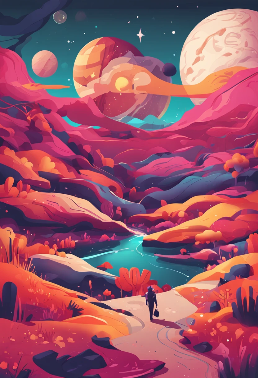 Flat design，hyper-high detail，Cosmic landscape