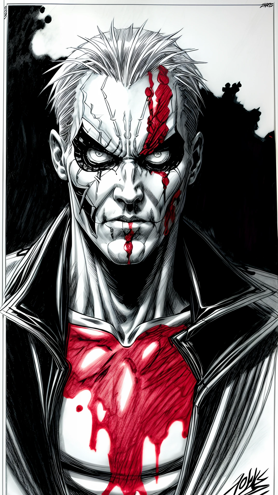 poison and blood ink, created the amazing form of the Image Comics character, Spawn. Sketch, Manga Sketch, Pencil drawing, Black and White, Manga, Manga style, Low detail, Line art, vector art, Monochromatic, by Todd McFarlane