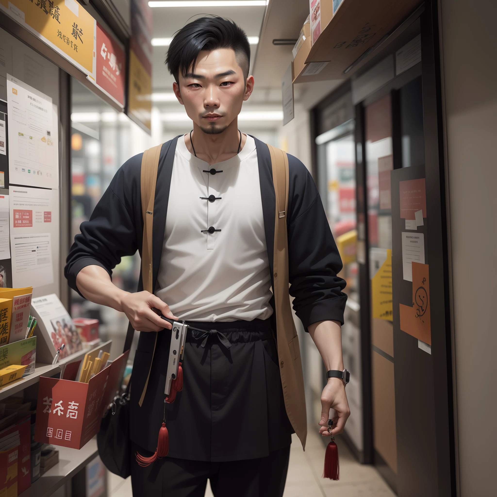 Chinese man wearing only a tong