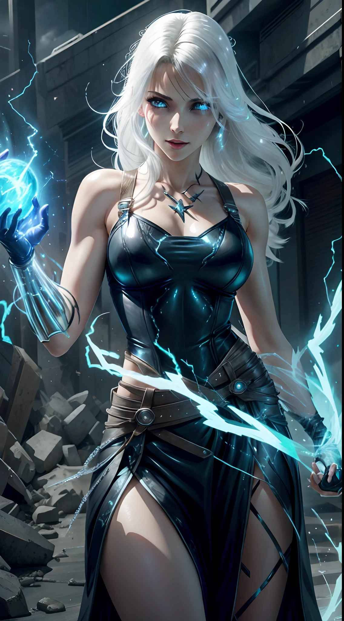 1Beautifulwoman,ff Tifa, X-Men Storm, Lightning is in your hands, Homogeneous symbionts, Venom,, All white hair, a skirt,glowing light eyes