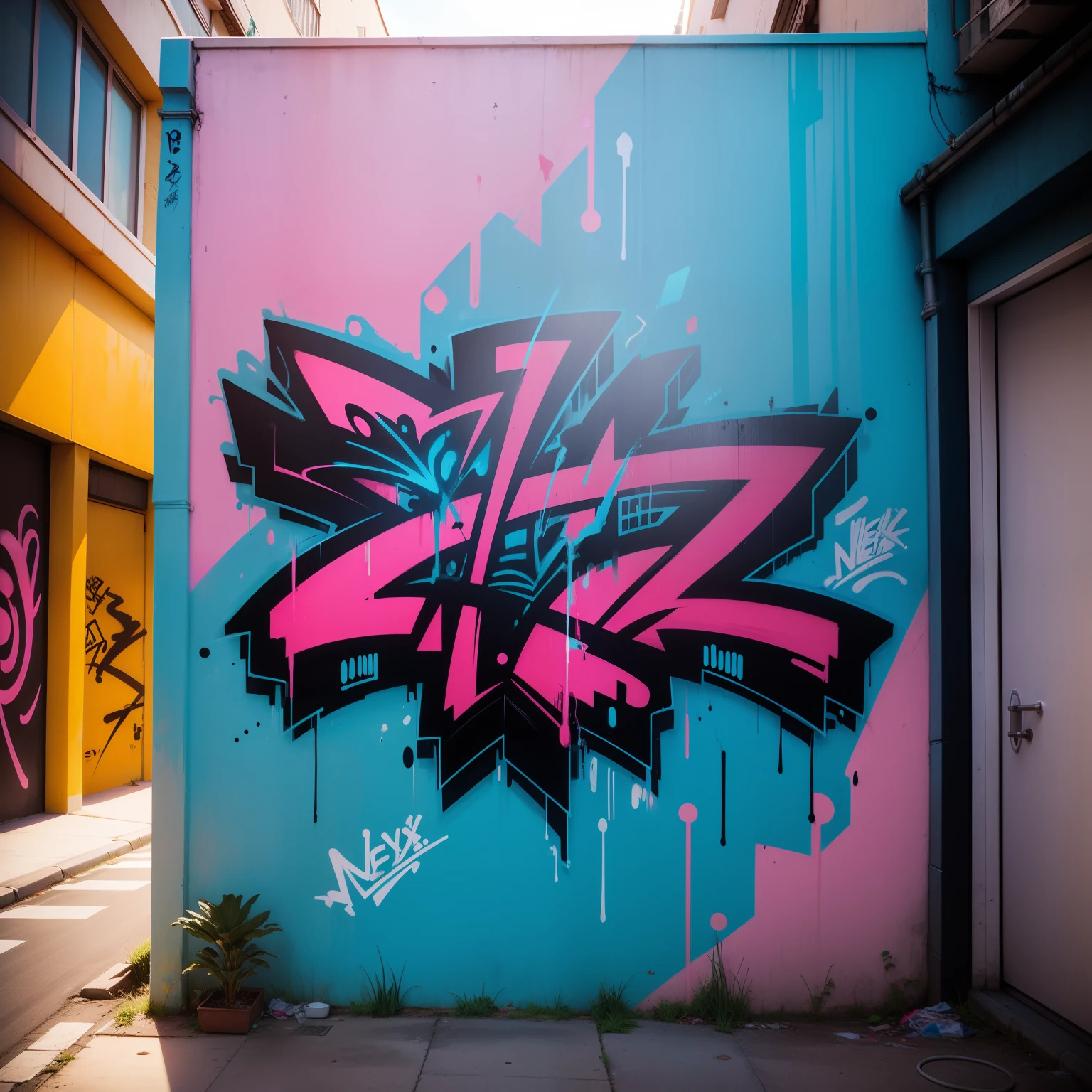 graffiti on the walls、Name Art、Street、Graphic Arts、Cool、handwriting、neons、spray、neons、