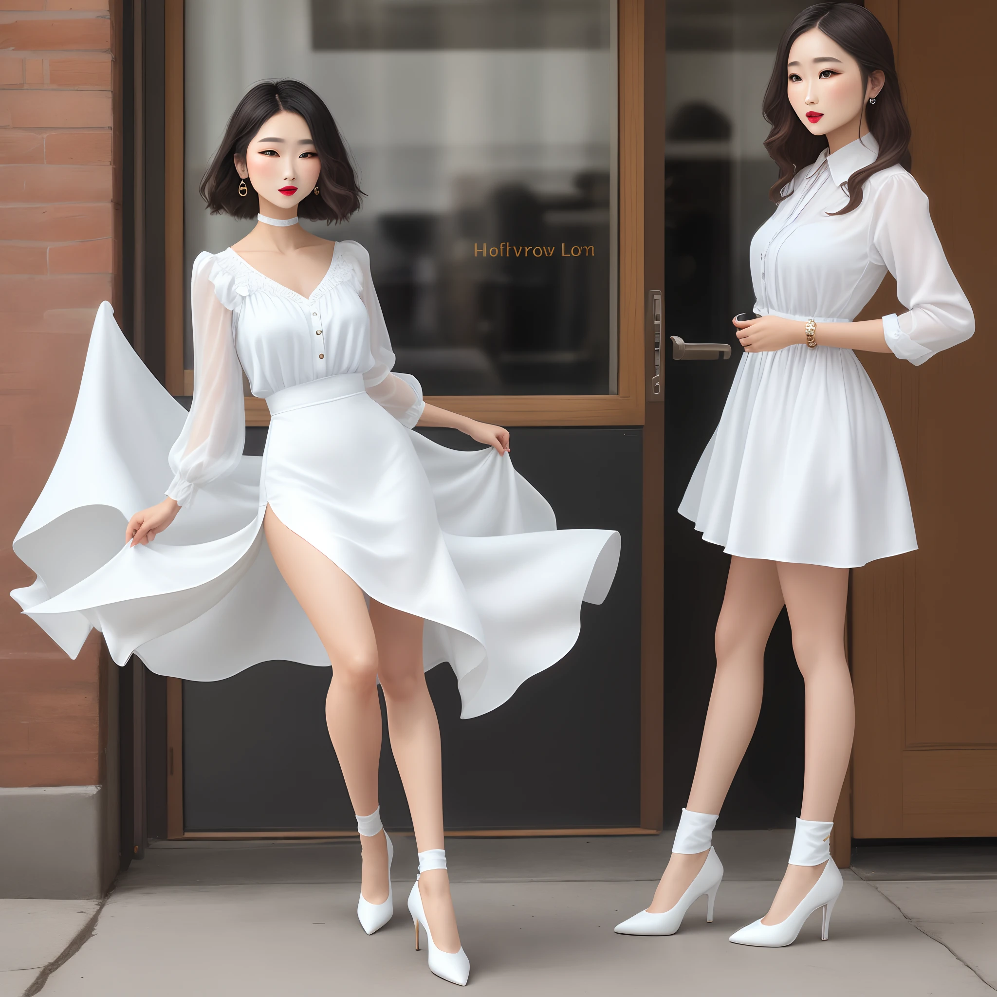 White silk low-heeled lipstick