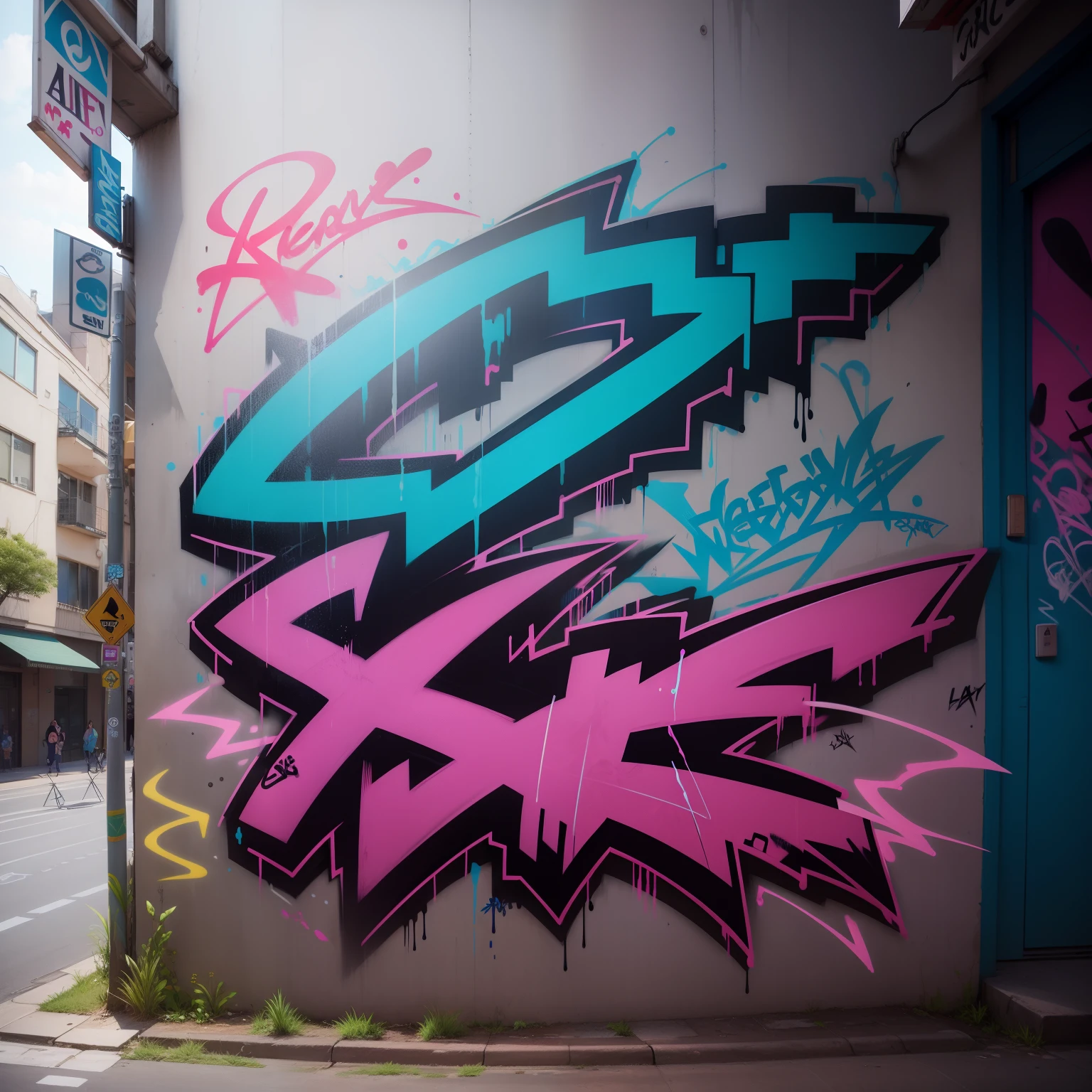 graffiti on the walls、Name Art、Street、Graphic Arts、Cool、handwriting、neons、spray、neons、