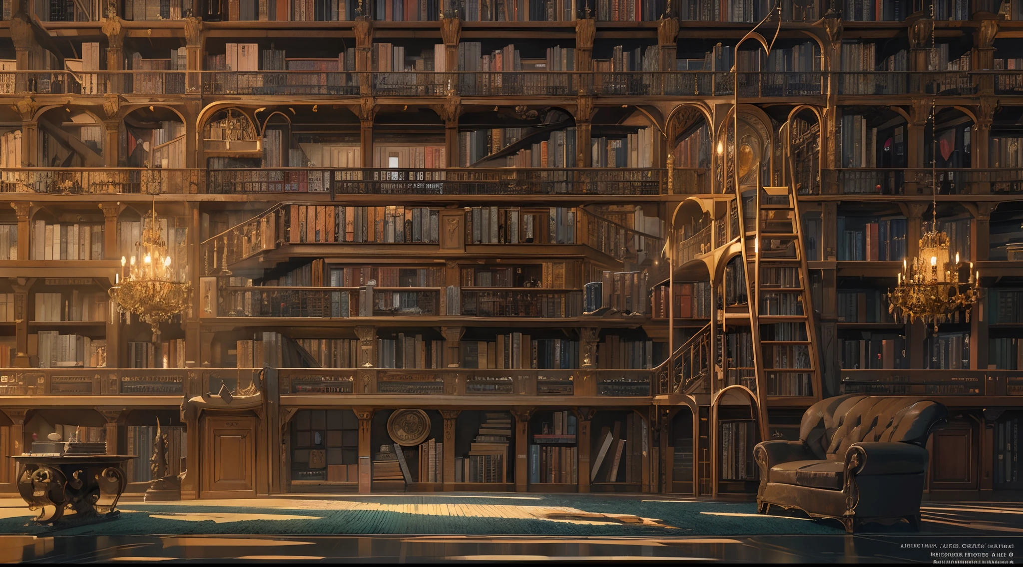 (by Greg Rutkowski: 1.2), ((no human)), fantasy, (massive bookshelf in a grand library), dynamic lighting, symmetrical angles shot, architectural, silent, vibrant atmosphere, sharp focus, (photorealism: 1.4), (intricate: 1.4) (masterpiece: 1.4) (illustration: 1.4), post-processing, 8k resolution.
