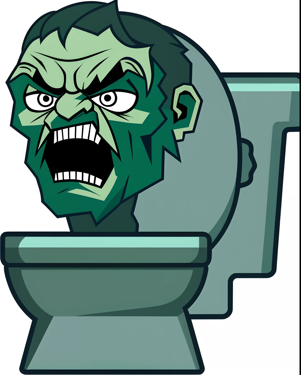 A man's head poked out of the toilet,Horrible human heads,There is a neck under the human head,The style does not change,The main color is changed to color,Cartoon man in the toilet,an angry, siting on a toilet, an extremely angry, menacing, looking threatening, clip art, menacing!, Grumpy, threatening, scowling, scary angry pose