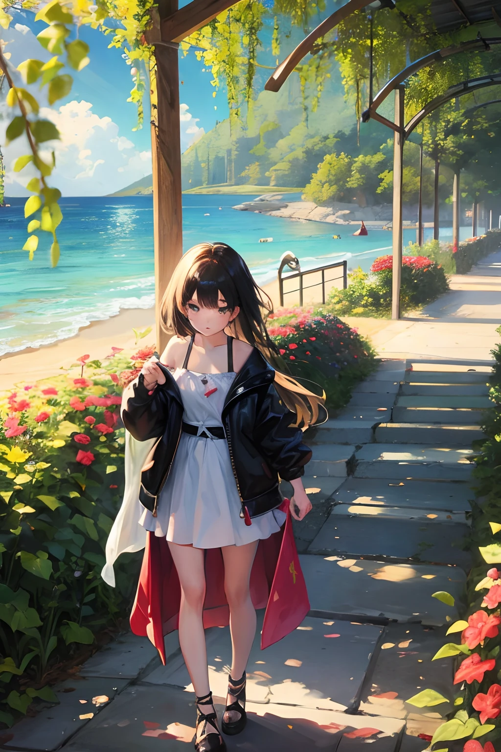 Girl and summer farewell