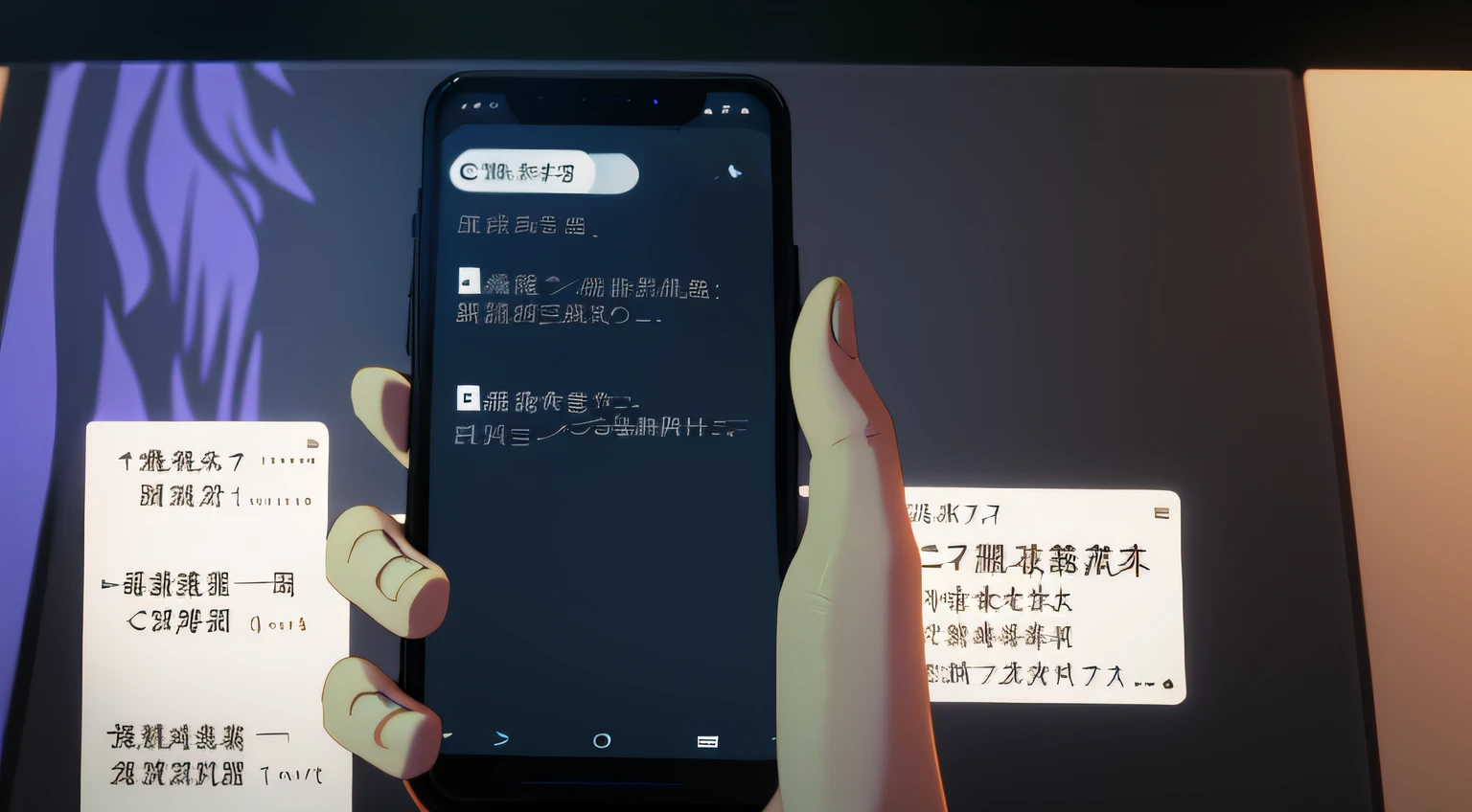 In the end, only his phone remained in place,A comma text message is displayed on the screen。