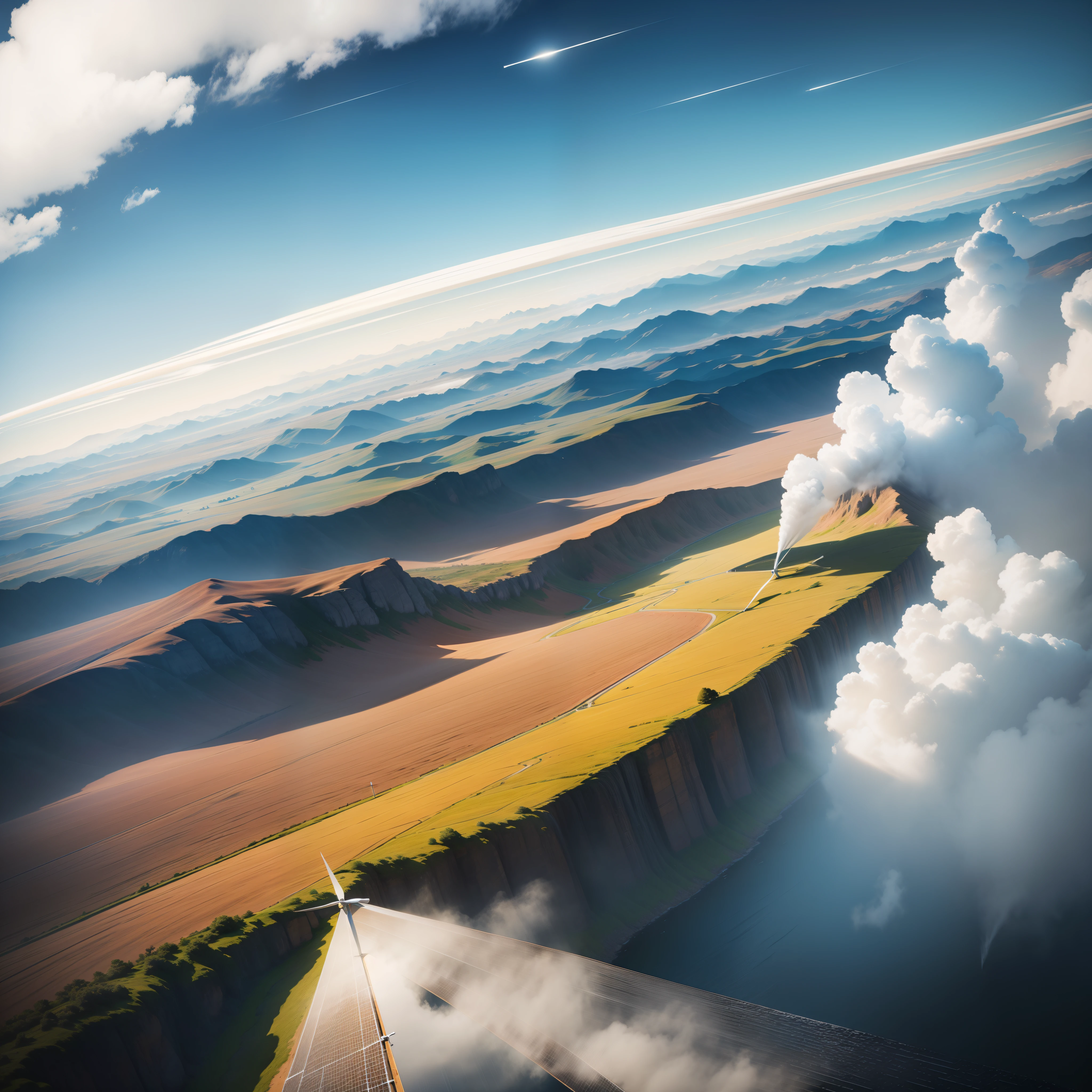 Spinning Landscape, The power of the wind, Use of clean energy, possibility, expresive