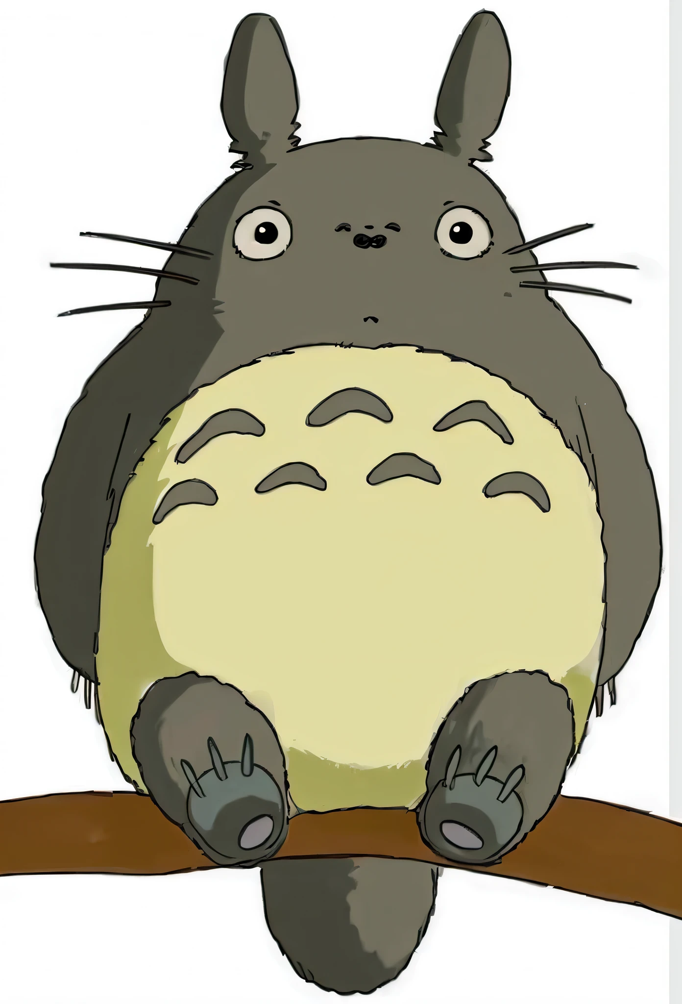 A cartoon chinchilla sitting on a tree branch with its eyes open, my neigbor totoro, Totoro,Blue hair, Totoro sitting in the forest, Totoro, A real life chinchilla, “totoro, totorrl, Portrait of a real life chinchilla, Studio Ghibli trends, my neigbor totoro