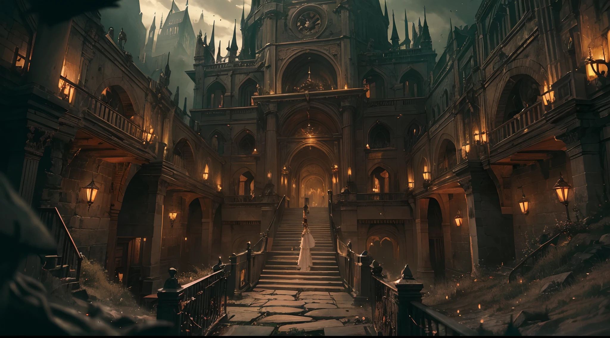 "(by Greg Rutkowski: 1.2), (masterpiece), (best quality), extremely delicate and beautiful, illustration, (fantasy landscape), A mesmerizing fantasy landscape with enchanting elements blending seamlessly. (dungeon full of screaming prisoners got tortured), (adorned with spooky atmosphere surrounded with bloods). A sense of dark and horror fills the air, inviting exploration and discovery, depth of field, HDR, intricate, delicate"