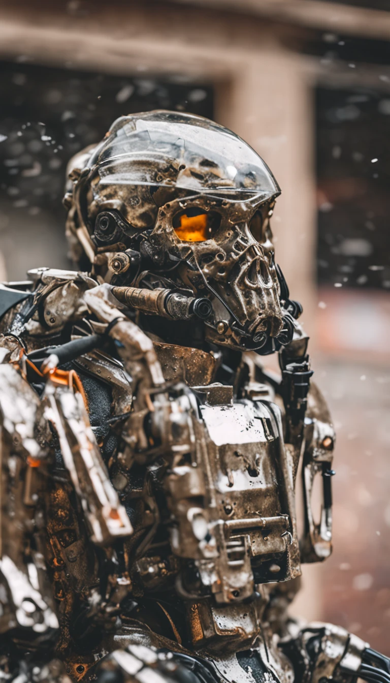 Portrait photo of transparent camo worn mech suit，（（Light bokeh）），复杂，（（semi transparent）Liquid water [Rust]），ellegance，Clear focus，Photo by Greg Rutkowski，gentlesoftlighting，Bright color，tmasterpiece，（（Streets） )), Transparent wings，downpours，Wear thick gold-framed reflective sunglasses，32K（tmasterpiece，k hd，hyper HD，32K）Bright orange burgundy double ponytail，The Silver Skull Jewelry District in the backstreets，Indigo Skull Belly Pocket King ，Bully dog gold wire chain（The skeleton is realistic：1.4），Skull pattern robe，Silver skull flower ornaments，Petals flutter，Colorful feathers，Hold your head high，Be proud，The nostrils look at people， A high resolution， the detail， RAW photogr， Sharp Re， Nikon D850 Film Stock Photo by Jefferies Lee 4 Kodak Portra 400 Camera F1.6 shots, Rich colors, ultra-realistic vivid textures, Dramatic lighting, Unreal Engine Art Station Trend, cinestir 800，Hold your head high，Be proud，The nostrils look at people，Tsundere，Petals flutter，Petals flutter，Sprinkle with gold dust，Fluttering，Impeccable，( reasonable design, Clear lines, High sharpness,Best quality, Very detailed skeleton, The skeleton of a masterpiece, offcial art, movie light effect, 4K skeleton（（（Wear thick gold-framed reflective sunglasses）））Transparent rusty wings，（Big bone rod）（Holding a large bone rod in his hand）（Leg bone weapons）Big bone rod，