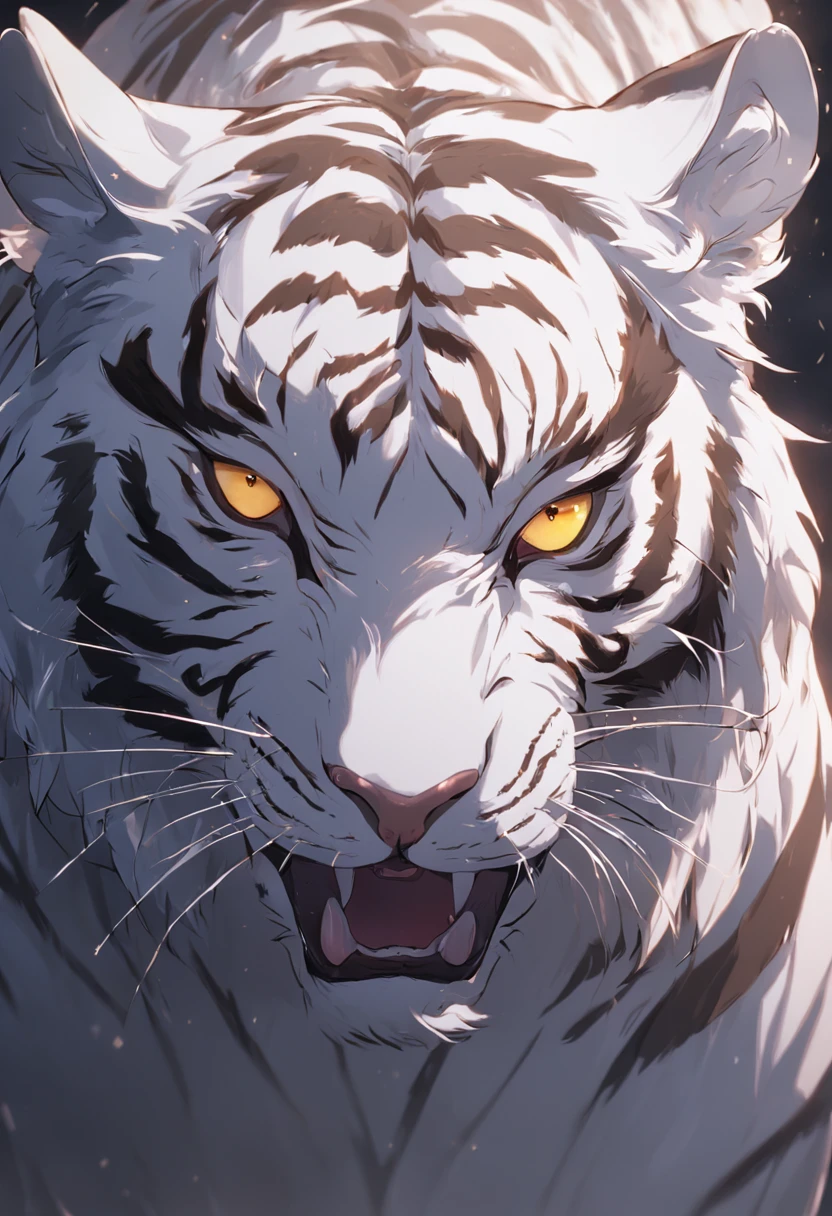 white tiger, yellow eyes, dark backgroud