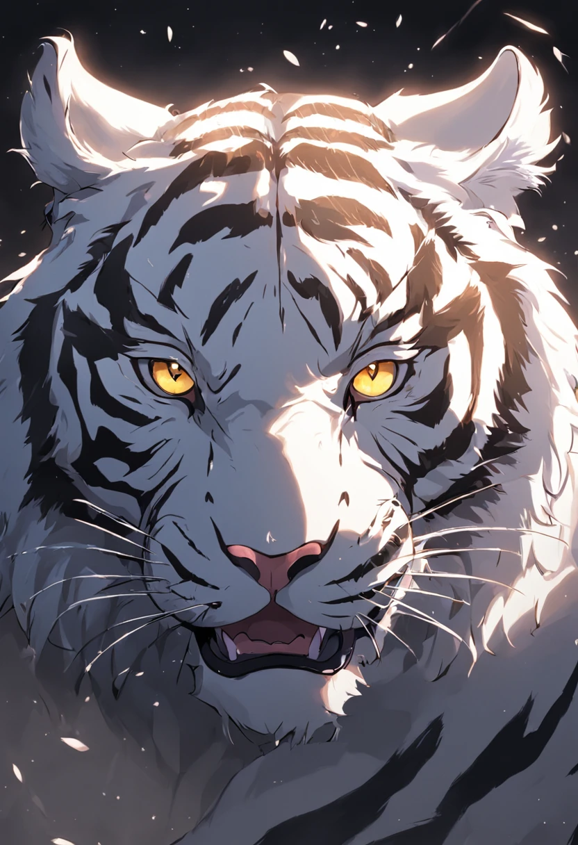 white tiger, yellow eyes, dark backgroud