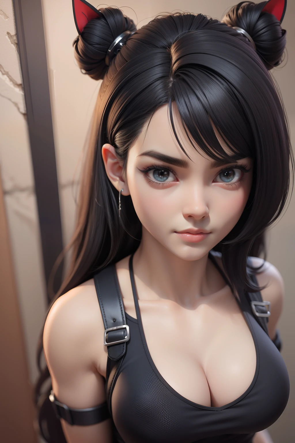 obra-prima, melhor qualidade, trabalho de rending 3d, estilo 3DMM, close-up, retrato, 3D, 1girl, 1girl, solo, linda militar ajoelhada de quatro de costas para o espectador, no campo de batalha, cansada, corpo muito sujo, suja de poeira, shorts curto feminino, com as roupas rasgadas, retalhos de roupa, suor, corpo suado, gotas de suor pelo corpo, pelos pubianos a mostra, solas sujas, cabelo preto longo, de costas, cabelo preto,  realista, Tifa lockhart, (seios enormes: 1.5).