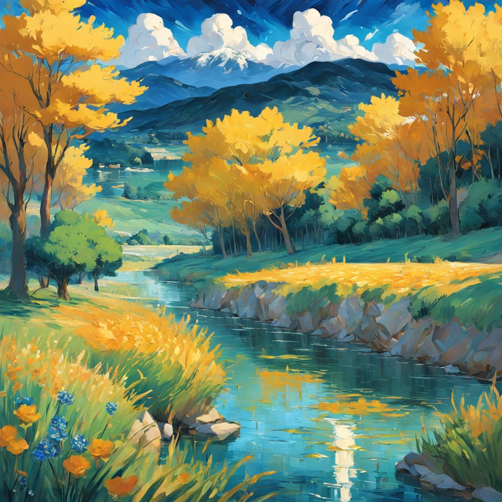 "Generate masterpieces and ultra-high quality paintings。Follow the instructions below、Can you create a beautiful painting painted in a Van Gogh-like style？

Referring to Van Gogh's style、Paint with bright, powerful colors and unique brushstrokes。

Incorporate nature and landscapes in the background that are similar to Van Gogh's works。Imagine a scene with landscapes of rich colors and emotions。

A single image contains a thematic element（Landscapes, objects, etc.）Please take care that there is only。Please do not include any other unnecessary elements。

Create paintings with unique brushstrokes and textures like Van Gogh。Please take good care of the texture due to the brush marks and the layering of colors。

Offensive language or situation、Elements of violence and anxiety、Discriminatory or insulting elements、Please do not include any sensitive topics or prejudices.。

Utilizing passionate expressions and unique styles like Van Gogh's works、We are waiting for beautiful paintings。"