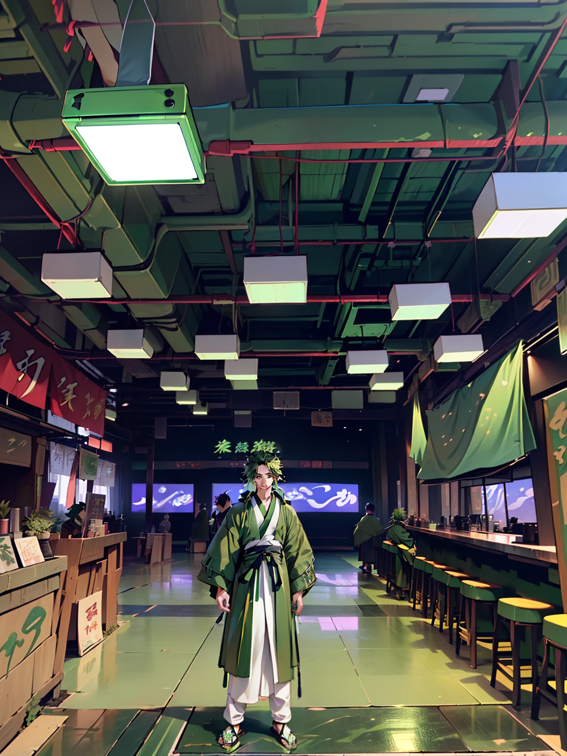 3. (1 person) (1boy,(((blue Hanfu))),((((Black hair))),(((1boy))),(((aboy))).(((Green coat))),((Green Hanfu youth)),((Green clothes)) , (((Green hair))),handsome, has powerful resources, but his strength is only at the Profound Void realm, he is as foolish as a pig)(Background: 1boy,(((blue Hanfu))),((((Black hair))),(((1boy))),(((aboy))).(((Green coat))),((Green Hanfu youth)),((Green clothes)) , (((Green hair))),handsome,'s arrogance)