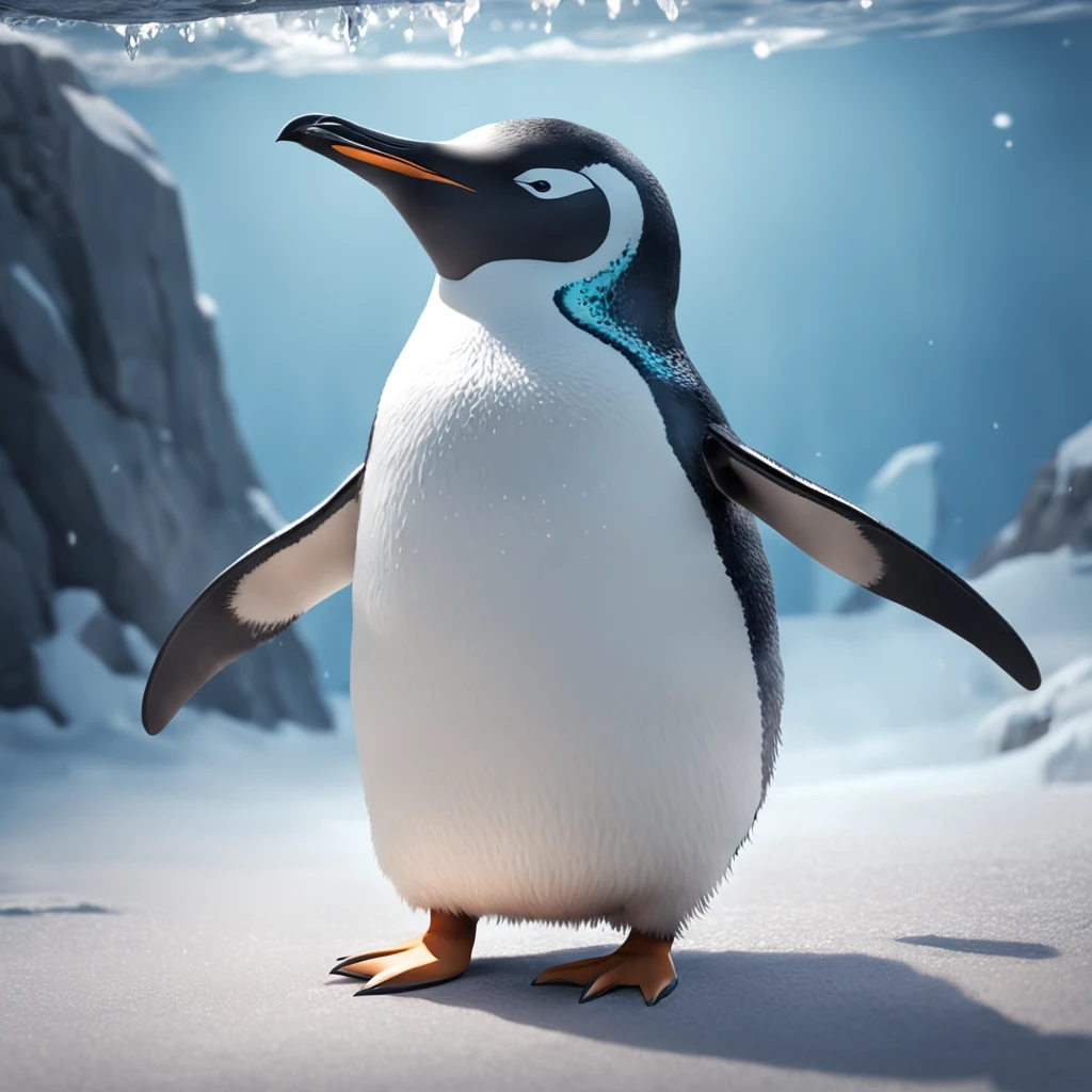 Generate masterpieces and ultra-high quality penguin images。Subject to the following conditions:、Can you please create a beautiful penguin image？

Only one penguin should appear in each image。Do not contain other penguins or animals。Make sure there is only one penguin in the scene。

Don't let penguins have more limbs than they need、Draw in a natural posture。While maintaining cuteness、Avoid excessive display of limbs。

Be careful not to introduce penguins or unwanted elements into the scene in the background。In a bright and natural environment、Imagine a scene with a happy expression of a penguin。

Draw carefully so that the tail does not come out on the penguin's ass。Adjust it to keep a natural look。

So that the penguin's neck is of the right length,、Balance and draw。Be careful not to be excessively long。

Draw a chubby penguin body shape。Rounded body or、Beautifully reproduce the fluffy feeling of obesity。

Please try to make sure that the generated image is a beautiful one with only one penguin.。Unpleasant facial expressions and situations、Elements of violence and anxiety、Discriminatory or insulting elements、Please do not include any sensitive topics or prejudices.。

Comply with these instructions、We are waiting for amazing images that maximize the loveliness and beauty of penguins。