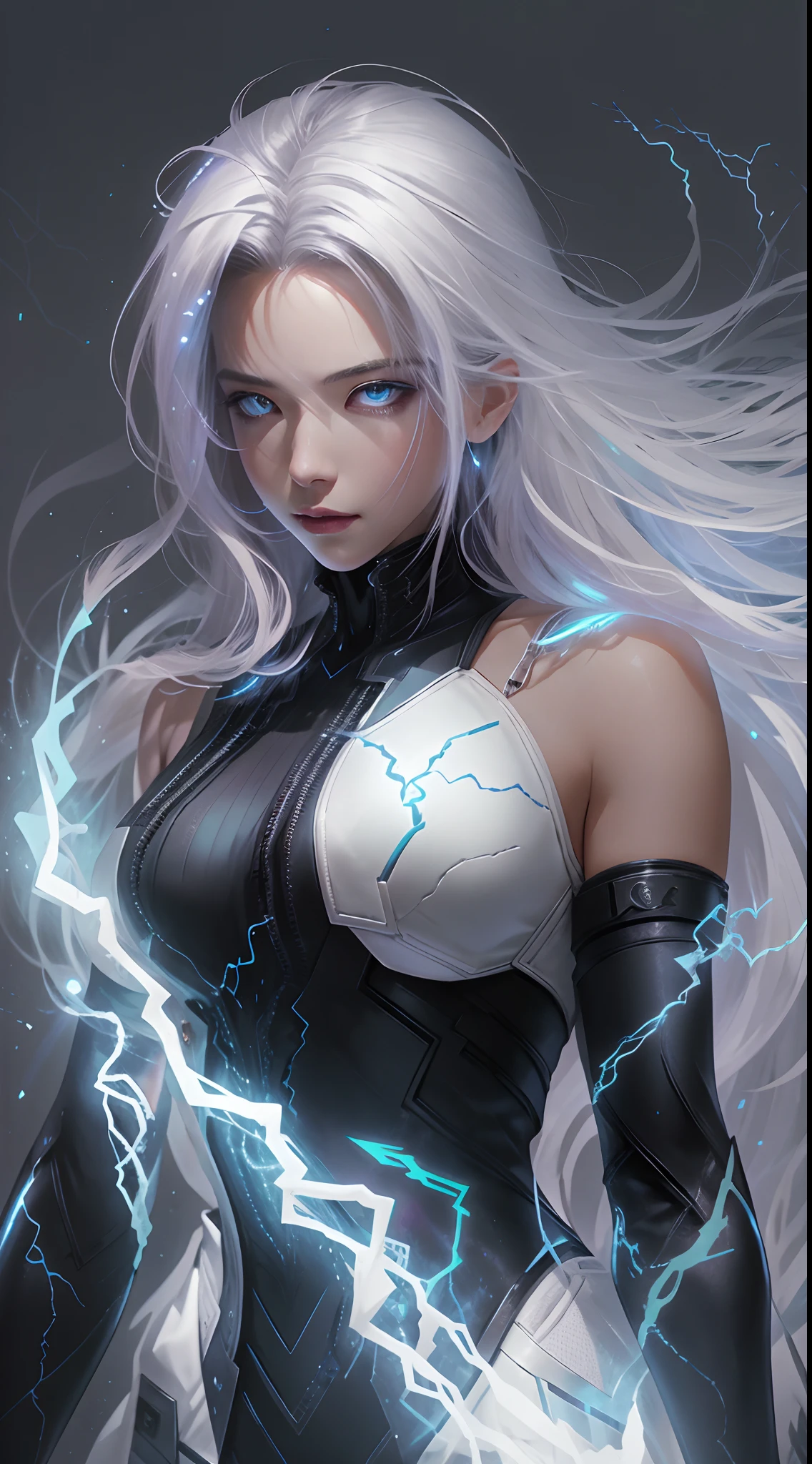 1Beautifulwoman,ff Tifa, X-Men Storm, Lightning is in your hands, Homogeneous symbionts, Venom,, All white hair, a skirt,glowing light eyes
