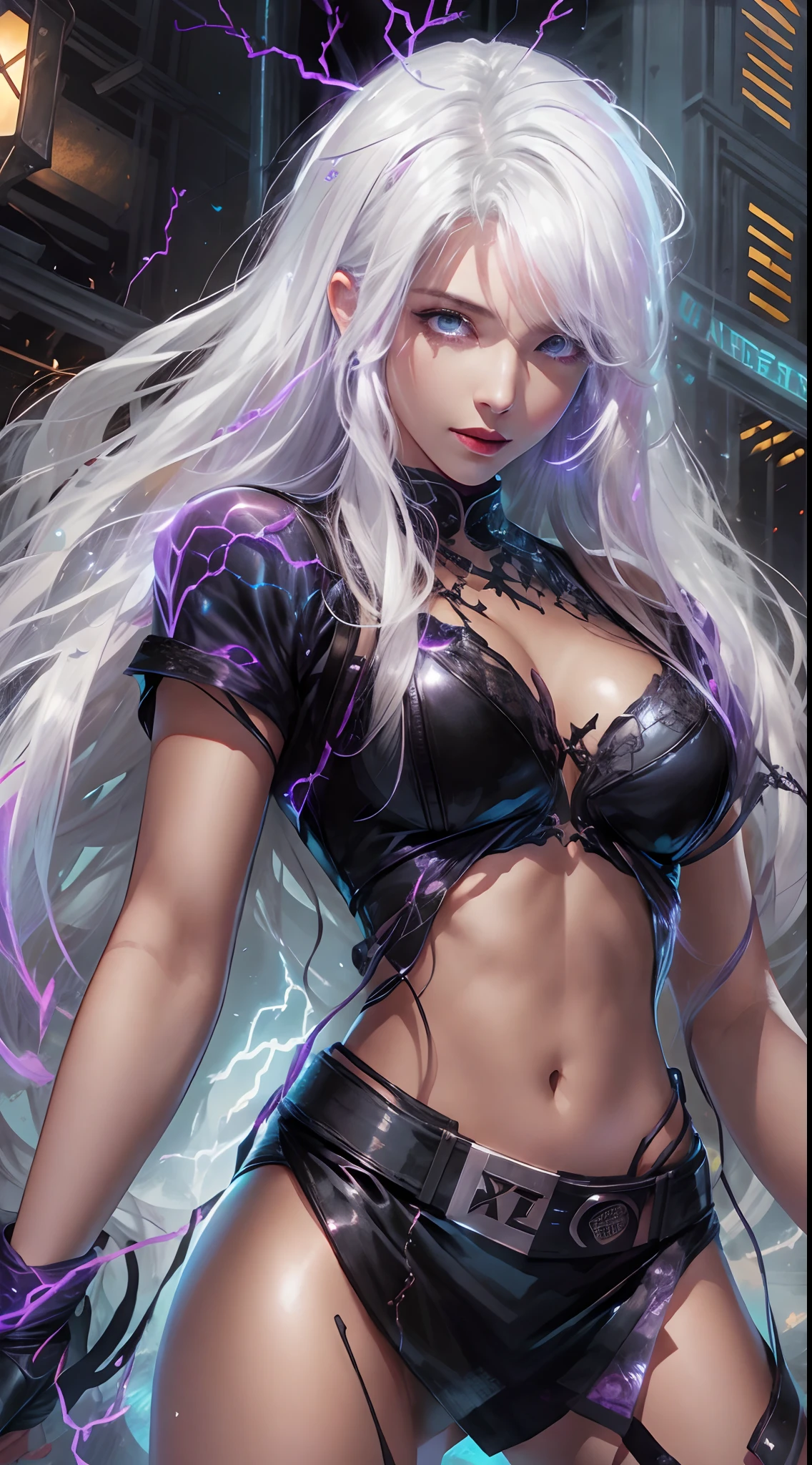 1Beautifulwoman,ff Tifa, X-Men Storm, Lightning is in your hands, Homogeneous symbionts, Venom,, All white hair, a skirt,glowing light eyes