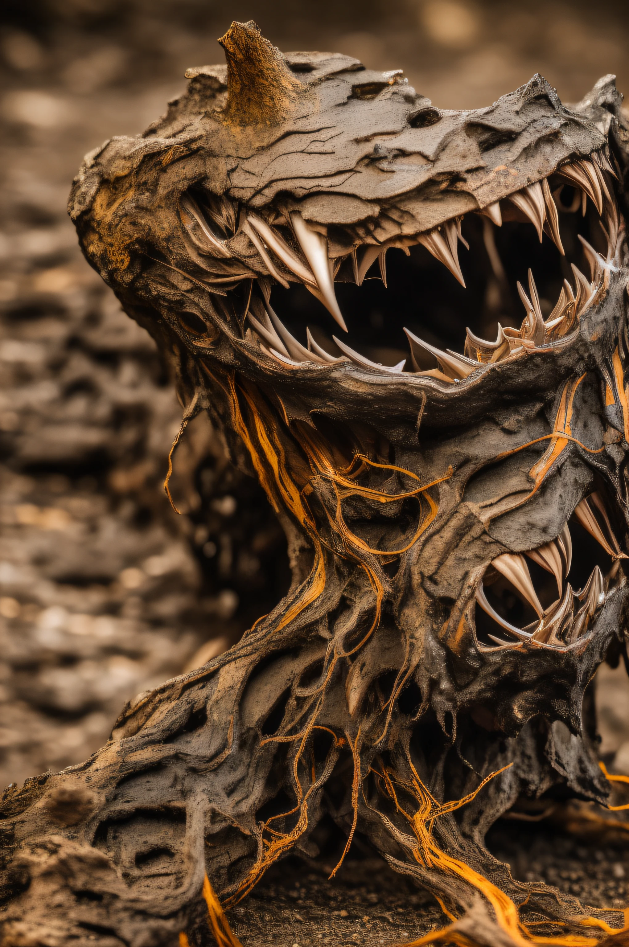 UHD，Full body like，Radiating the seaside，Slightly twisted monsters，Cracks are all over the place，The muscles have tangled textures，The limb bands are slightly decadent，Height about two meters，The head is relatively small，No eyes，Mouth half open，Some sharp teeth are exposed， Masterpiece, Best quality