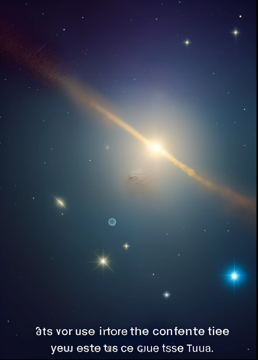 Texto: + Tudo que voce quiswr voce conseguei. Uma imagem de lua cheia., asteroide e estrelas, together text floating everything qie you want to look at the heavens and thank(texto dititado) arte digital.