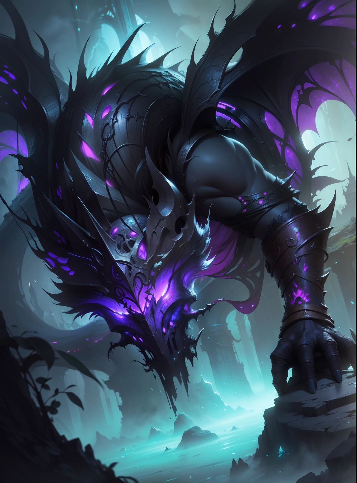 The black dragon with emerald green eyes and purple aura is a creature of beauty and mystery. Your darkened skin is like the deepest night, refletindo um brilho sutil e imponente sob a luz. Its scales are smooth and polished, forming a black armor that shines with a dark elegance.
Your eyes are the focal point of your appearance, brilhando com um verde esmeralda hipnotizante. These eyes have a magical touch, able to see beyond appearances and immerse themselves in the essence of the souls they encounter. Eles irradiam uma sabedoria ancestral, making everyone who stares at them feel a shiver of reverence.
The purple aura emanating from this black dragon adds a mystical and supernatural dimension to its presence. A luz violeta envolve suas escamas e se estende ao seu redor, creating an enigmatic atmosphere that reveals your connection to the spiritual world. This aura is a representation of your magic and power, granting it a magnetic and imposing presence.
Their wings are vast and membranous, allowing him to soar through the skies with extraordinary grace. Quando bate suas asas, a aura roxa brilha intensamente, Creating a magical vision that seems to come out of a dream.
Although your appearance may seem intimidating, The black dragon with emerald green eyes and purple aura is a complex and balanced figure. His personality is enigmatic and wise, revealing a deep understanding of the balance between light and shadow.
He is a keeper of hidden secrets and a protector of the mystical harmony that pervades the world. His presence is a force of nature, capaz de inspirar temor e respeito em iguais medidas. Those who have the opportunity to meet him are blessed with a unique and unforgettable experience, for he personifies the essence of the magic and majesty of dragons in the fantasy world.