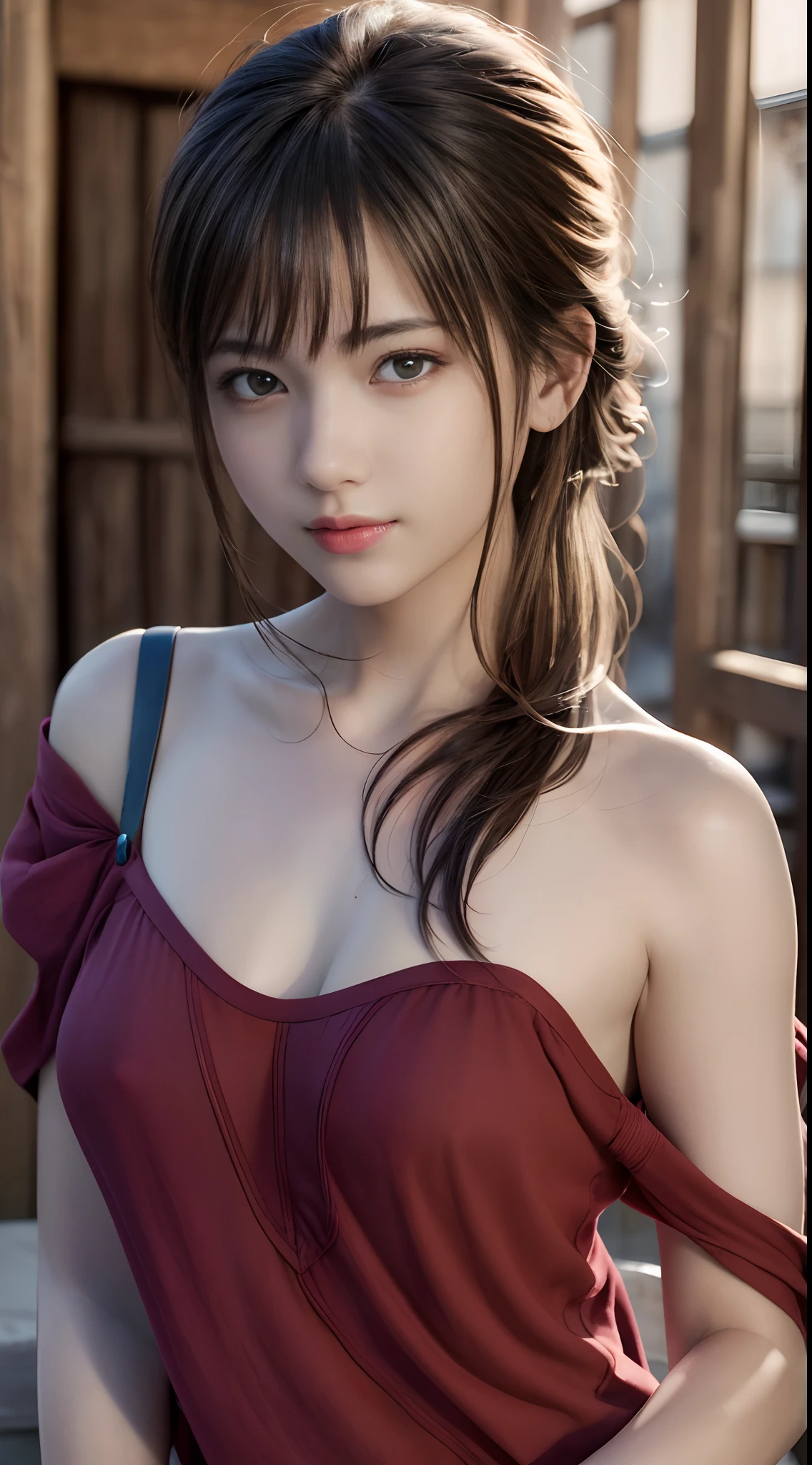 Best quality,masterpiece,ultra high res,(photorealistic:1.4),1girl,shoulder,charming,Looking at the camera,