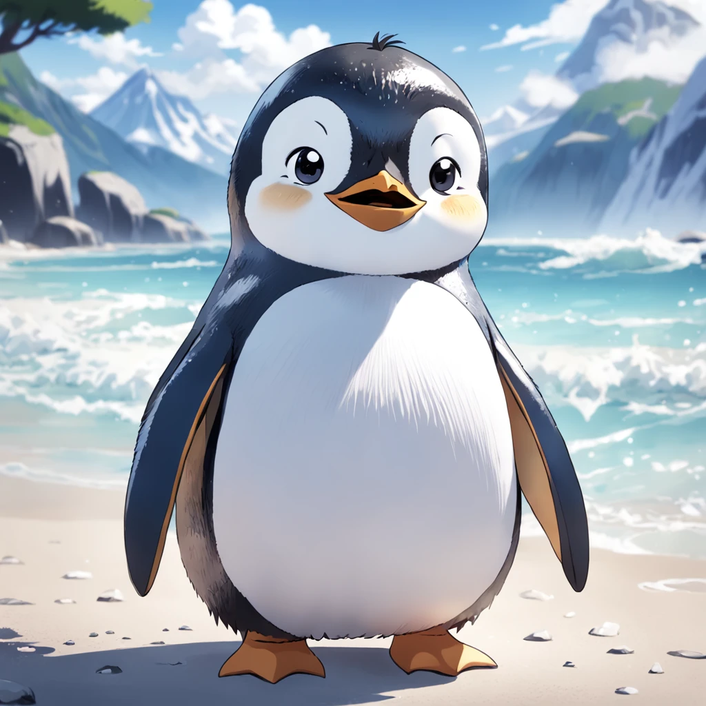"Generate cute penguin images in super high quality anime style。Subject to the following conditions:、Can you please create an anime-style image of a beautiful penguin？

Make sure that only one cute cartoon-style penguin appears in each image。Do not contain other penguins or animals。Make sure there is only one anime-style cute penguin in the scene。

Don't let penguins have more limbs than they need、Please draw with a natural posture while incorporating anime-style features。While maintaining cuteness、Avoid excessive display of limbs。

Be careful to draw a natural anime-style environment in the background.。Imagine a scene with a cute anime-style penguin with a happy expression.。

Draw carefully so that the tail does not come out on the penguin's ass。Adjust it to keep a natural look。

So that the penguin's neck is of the right length,、Please adjust the balance while maintaining the characteristics of anime。

Draw a penguin body shape in an anime style chubby。Cute rounded body and、Beautifully reproduce the fluffy feeling of obesity。

Please try to make sure that the anime-style image that is generated is a beautiful one with only one penguin.。Unpleasant facial expressions and situations、Elements of violence and anxiety、Discriminatory or insulting elements、Please do not include any sensitive topics or prejudices.。

Comply with these instructions、We are waiting for wonderful images that maximize the charm of cute penguins in anime style.。"