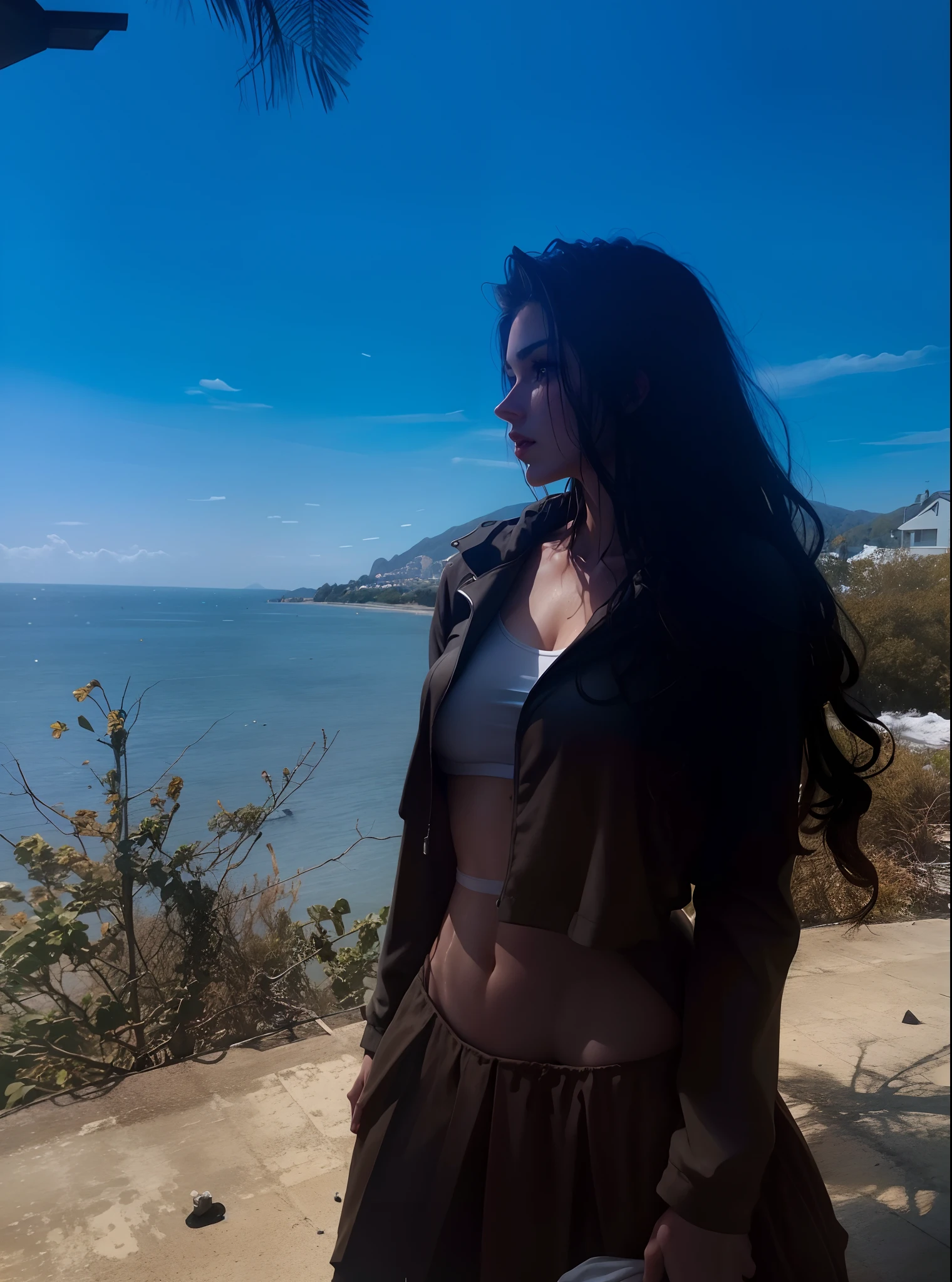 4k highly detailed realistic ((full body including legs)) photo of beautiful 18 year old Anglo-Saxon sweaty girl with ((sharp jawline)) and perky tits, in wet clothes standing by the bedroom window in a tall building with white walls in a wet sports bra with a deep neckline
