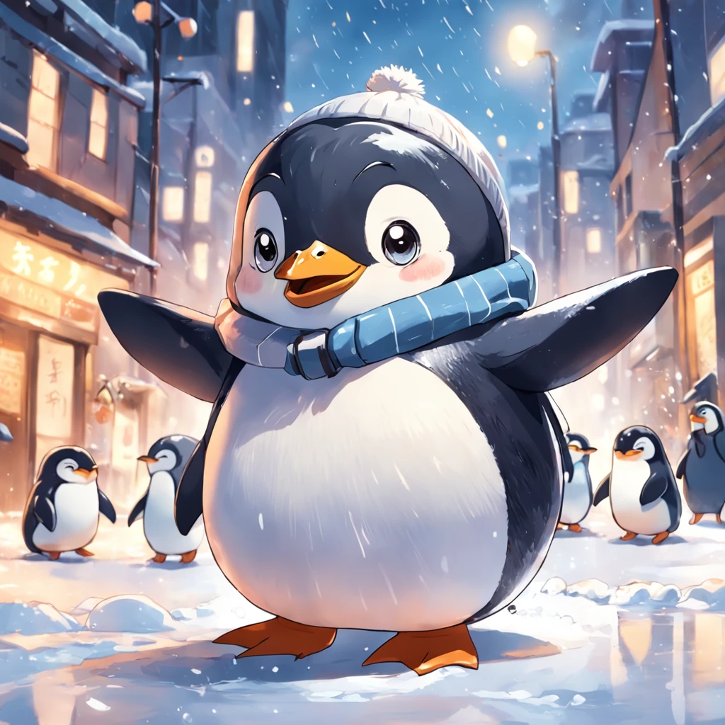 "Generate cute penguin images in super high quality anime style。Subject to the following conditions:、Can you please create an anime-style image of a beautiful penguin？

Make sure that only one cute cartoon-style penguin appears in each image。Do not contain other penguins or animals。Make sure there is only one anime-style cute penguin in the scene。

Don't let penguins have more limbs than they need、Please draw with a natural posture while incorporating anime-style features。While maintaining cuteness、Avoid excessive display of limbs。

Be careful to draw a natural anime-style environment in the background.。Imagine a scene with a cute anime-style penguin with a happy expression.。

Draw carefully so that the tail does not come out on the penguin's ass。Adjust it to keep a natural look。

So that the penguin's neck is of the right length,、Please adjust the balance while maintaining the characteristics of anime。

Draw a penguin body shape in an anime style chubby。Cute rounded body and、Beautifully reproduce the fluffy feeling of obesity。

Make sure the cheeks are not emphasized.、Draw a cute penguin in anime style with a neat impression。

Please try to make sure that the anime-style image that is generated is a beautiful one with only one penguin.。Unpleasant facial expressions and situations、Elements of violence and anxiety、Discriminatory or insulting elements、Please do not include any sensitive topics or prejudices.。

Comply with these instructions、Maximize the charm of cute anime-style penguins、We are waiting for you wonderful images with a neat impression。"