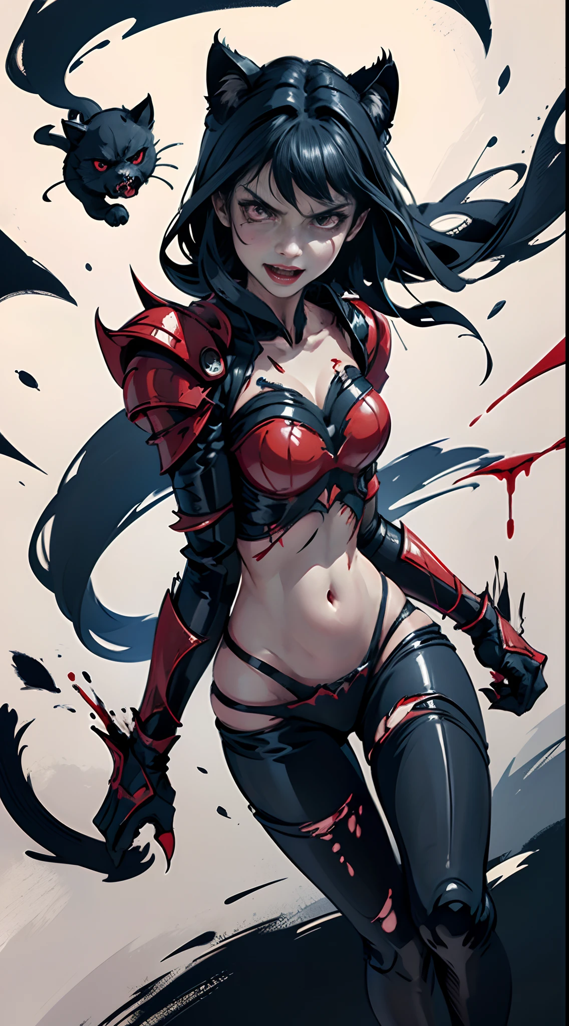 girl, Rotten Zombie Warrior, Evil look, sexy,  Wield a spear, Demon Armor, Face Paint, Body Paint, Red glowing eyes, Combat Stance, Vibrant appearance, Creative Action, Imaginative, Sensual, Voluntary, Highest quality, Skin Texture, Intricate details, (Cinema Lighting), RAW Photos, 8k