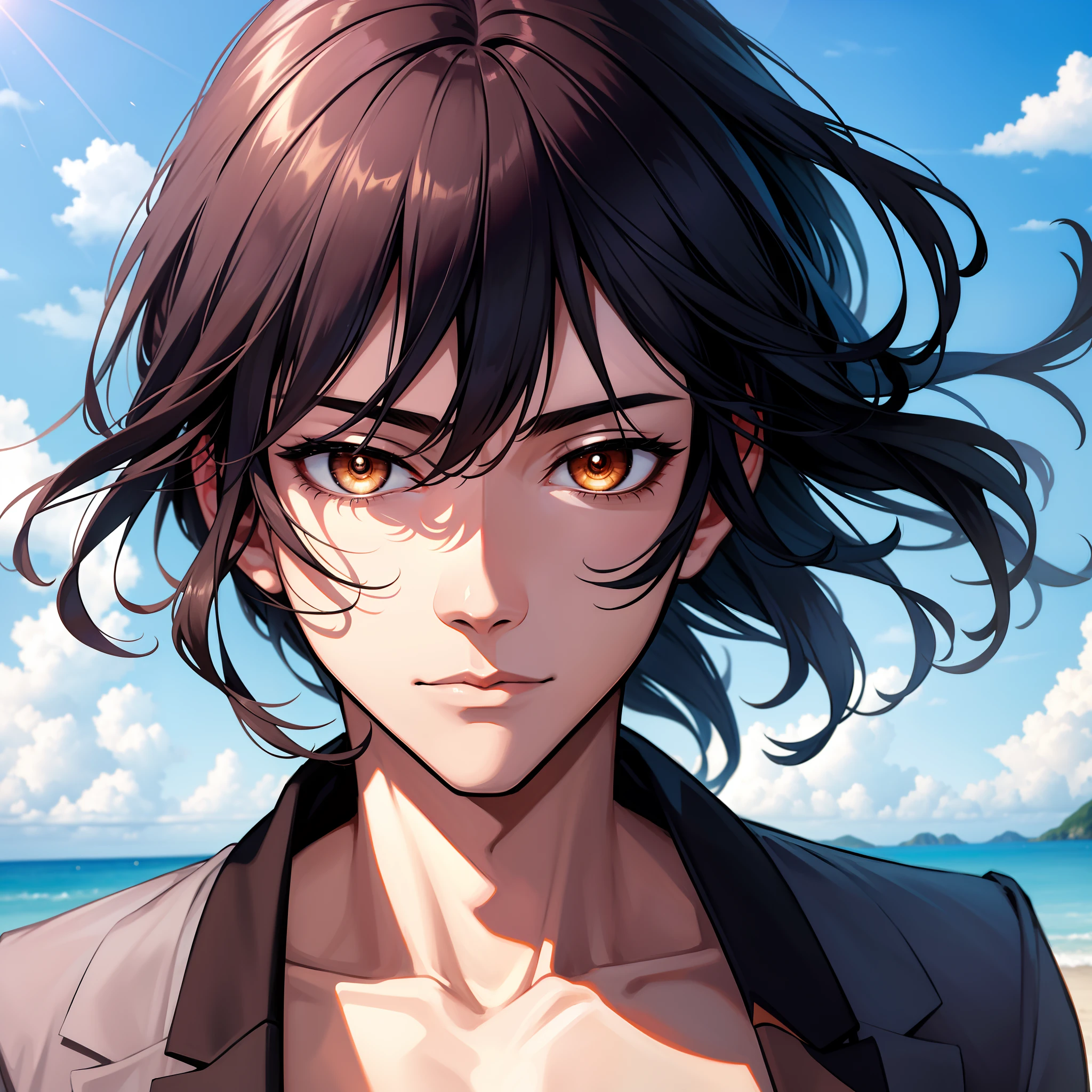 4K Ultra HD，A handsome boy，tmasterpiece，Black hair，A high resolution, Anime two-dimensional style，the hair flutters with the wind，sportrait