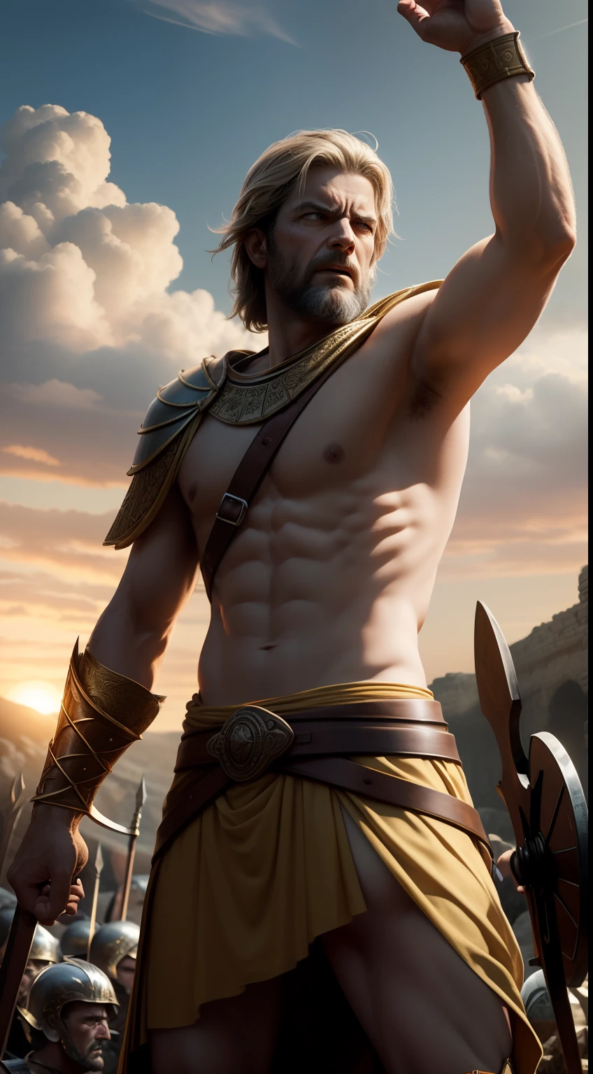 Generate an image depicting King Philip's warning to the Spartans about the dire consequences of his impending attack. epic, realistic, 8k