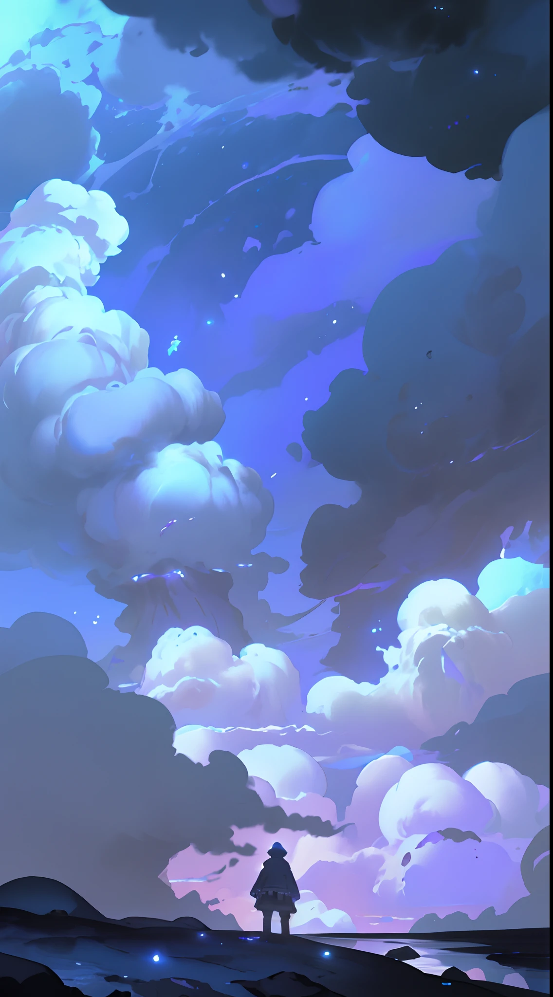 Sea of Clouds,Lots of clouds, fantasy and cosmic horror movie, Spooky whirlpool, iintricate、Epic composition, standing in a maelstrom, highly detailed surreal vfx, 4k highly detailed digital art