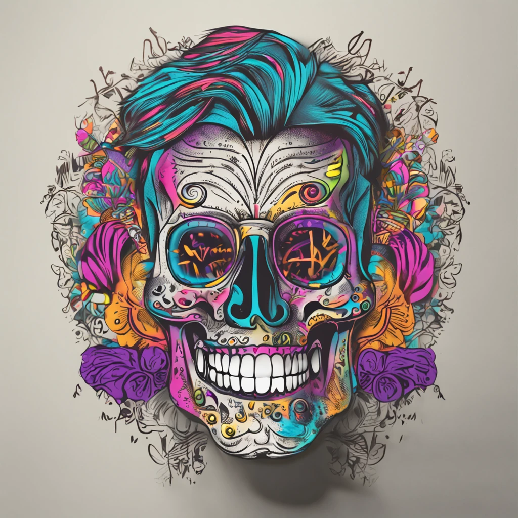 Floral decorated skull, wearing sunglass, lowkey lighting, fundo escuro, detalhado, macabro, arte de dali, Surrealista, Pintura digital, foco nítido, 8K Artistic Station