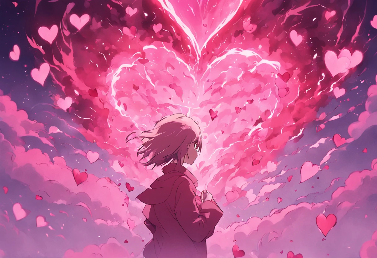 pink back ground, (Heart-shaped smoke)、Lots of hearts、Cloud of Hearts、No person
