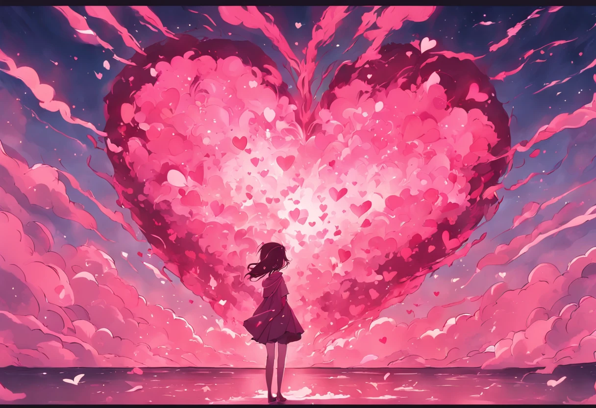 pink back ground, (Heart-shaped smoke)、Lots of hearts、Cloud of Hearts、No person