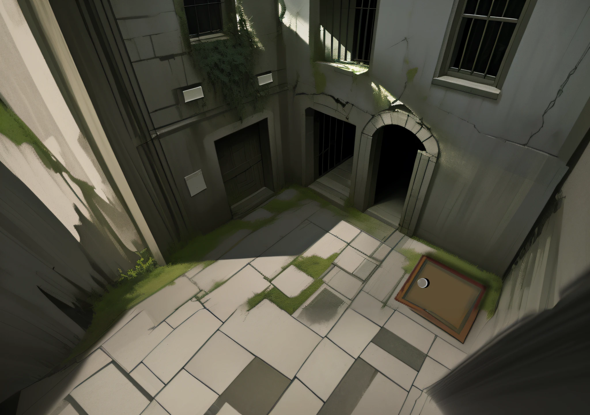 blurred lens,Cut marble floor,shadowy