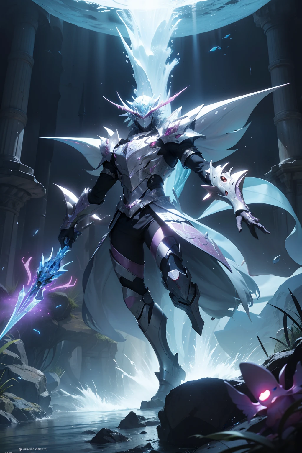 Description: meha mechanized
The Axolotl Knight fuses the elegance of the Axolotl with the mechanical and magical aesthetics of the world of Knight's & Magic. Its design reflects a combination of advanced technology and fantastical elements.
Appearance:
The Axoloteknight has shimmering armor in iridescent shades of blue and purple, which change color depending on the light. Its structure is adorned with intricate details that evoke the scales and crests of the axolotl. The armor's surfaces are etched with runes that channel magical energy.
Characteristics:
This mecha has a more stylized and anthropomorphic appearance compared to the original axolotl design. However, it retains distinctive elements like the large, expressive eyes of the axolotl on top of the helmet, which act as advanced sensors.
Weapons and Magic:
The Axolottleknight wields a magical spear that can launch energetic projectiles in the form of water spheres, referencing the axolotl's aquatic habitat. Additionally, he is equipped with gauntlets that can generate energy fields in the form of shock waves, giving him defensive and ranged attack abilities.
Magic Abilities:
By channeling energy through the runic carvings on his armor, the Axoloteknight can summon blasts of controlled water, create illusions of camouflage, and generate a protective aura that bolsters his defense.
Mobility:
Although the Axolotl Night is larger than an actual axolotl, it retains aquatic agility in its design. Their legs and feet are designed to allow fluid movement both on land and in water. You can move at high speed and perform impressive jumps.
In-Universe History of Knight's & Magic:
In short, the Axoloteknight is a mecha that encapsulates the magic and technology of the world of Knight's & Magic, fusing the aquatic elegance of the axolotl with the aesthetics and style of the anime.