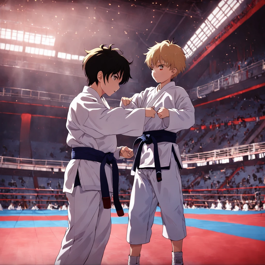 Boys practice taekwondo
