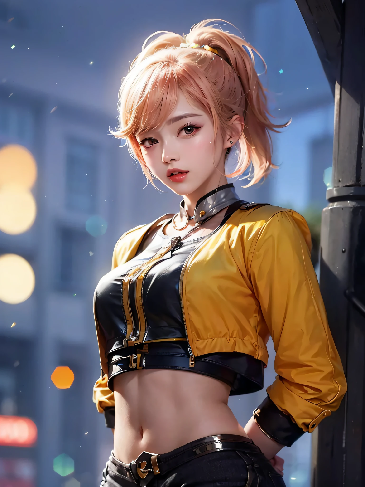 (8k, RAW photo, photorealistic:1.25) ,( lip gloss, eyelashes, glossy side, shiny skin, best quality, ultra high resolution, depth of field, chromatic aberration, caustic, wide light, natural shadow, kpop idol)