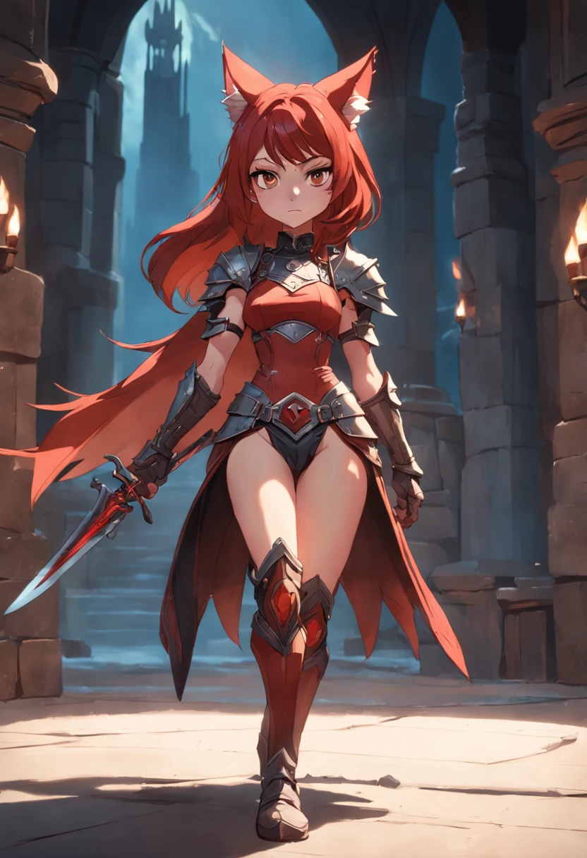 Game character standing drawing design,Disney animation,style of disney animation,Orc female,Cat-eared lady,Leather armor,Fur shoulders,Slim figure,The barefoot,Holding a red dagger,Different layers overlay,Different angles,(Back all over the body:1.4),solid color backdrop,clean backdrop,depth of fields,high light,Real light,Ray traching,OC renderer,UE5 renderer,Hyper-realistic,best qualtiy,8K,Works of masters,super-fine,Detailed pubic hair,Correct anatomy,