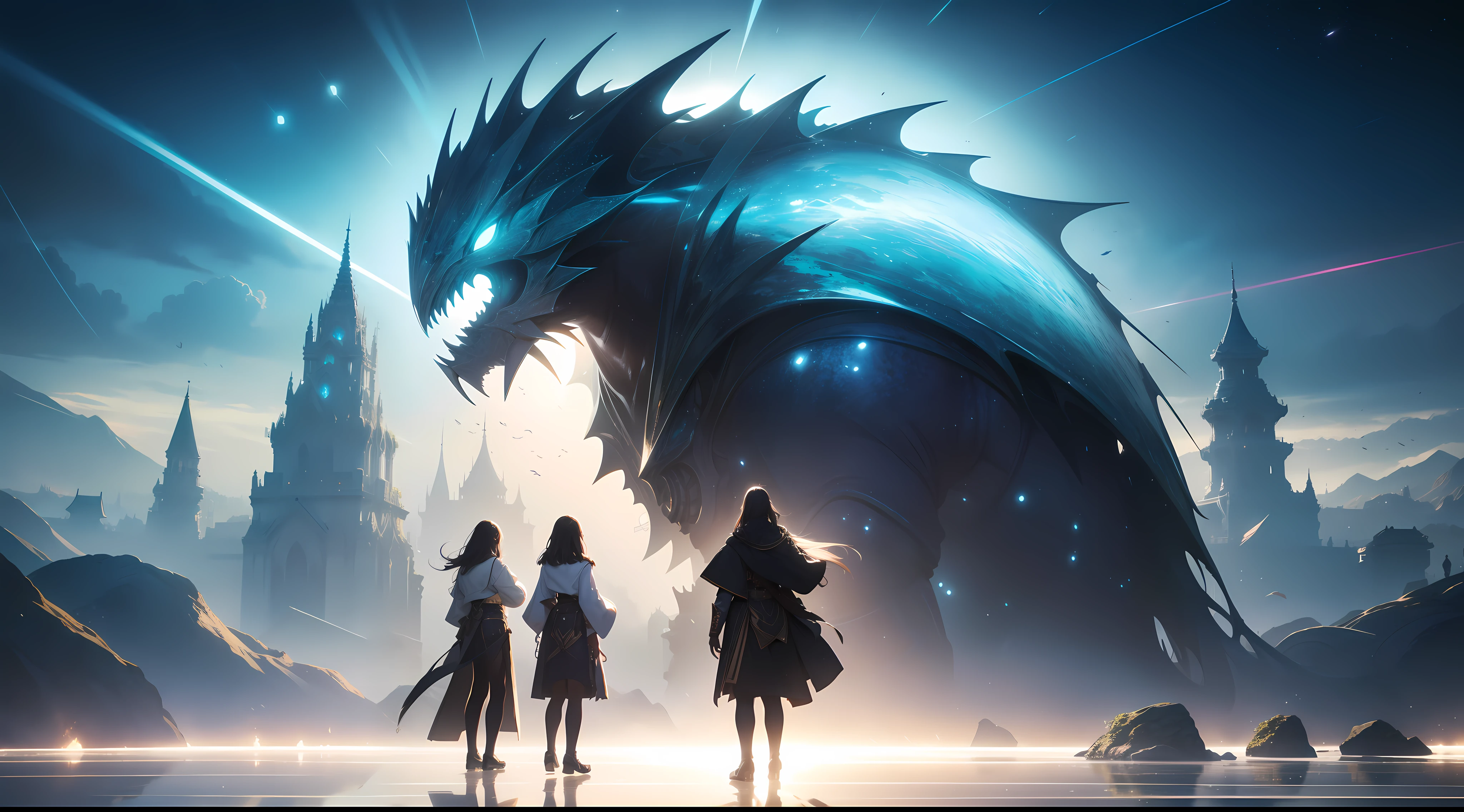 scenecy,fantasy, 8K, Dreamlike, surrealism, Symmetrical, Soft lighting, Intricate details, Highly detailed,art illustration,Ultra-long viewing angle,hyper HD,Masterpiece, High quality, High details, Best quality, A high resolution, Super detail, ccurate,Blurry, Glowing light, god light, Ray tracing, reflective light,,Highlight certain colors,No text,ultra-wide-angle,hoang lap,Super meticulous,A high resolution,Bold shades,analogue photography,light leaks,Um ser celestial,Astronomical phenomena,fantasy atmosphere ,abstract expressionism,The minimalist approach BREAK。